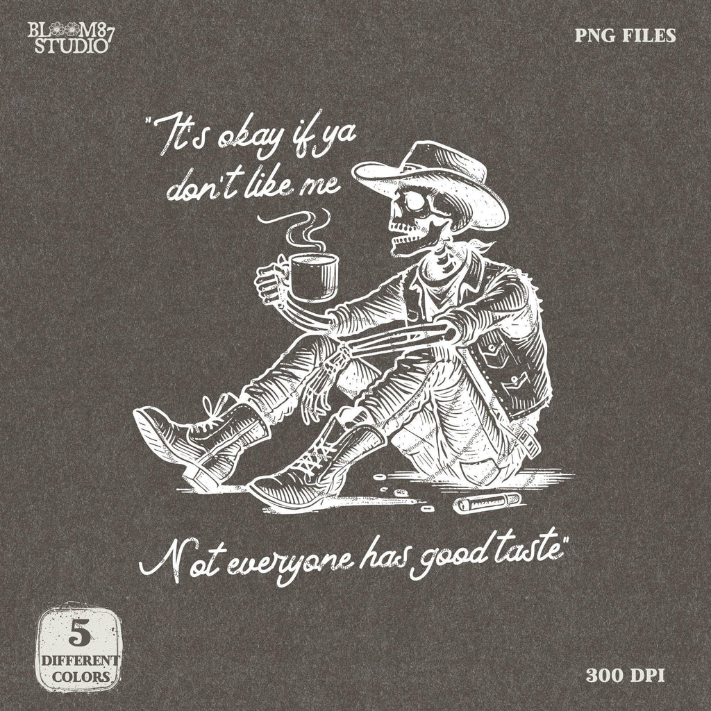 It's Okay PNG, Christian Mental Health Png, hand drawn Western Cowboy Skeleton PNG, Vintage Style PNG, Western Design, Desert Western Png