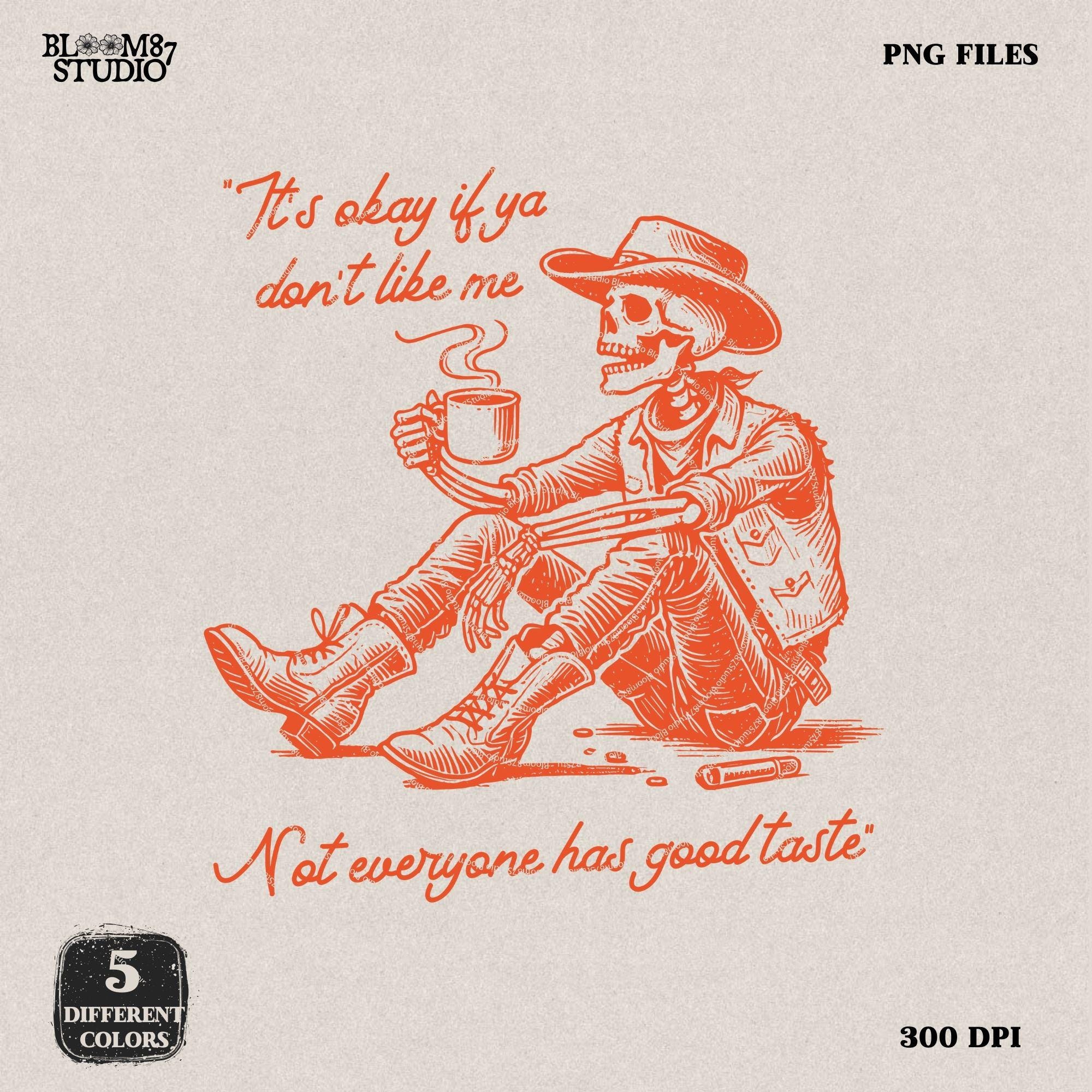 It's Okay PNG, Christian Mental Health Png, hand drawn Western Cowboy Skeleton PNG, Vintage Style PNG, Western Design, Desert Western Png