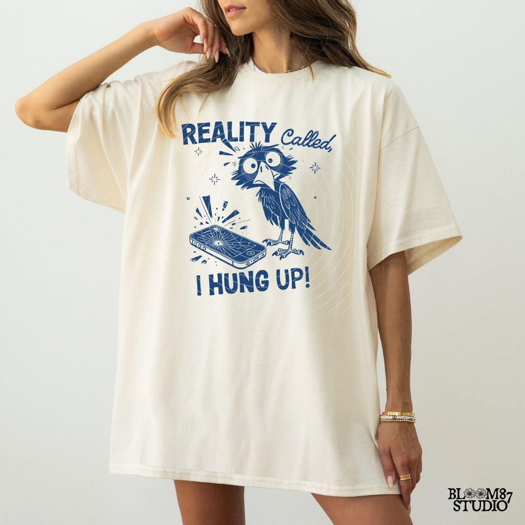 Reality Called I Hung Up PNG, Funny Raven Png, Hand drawn Cartoon Bird, Cute Quote, Sarcastic, Humorous, Sublimation Design For Silly Mug
