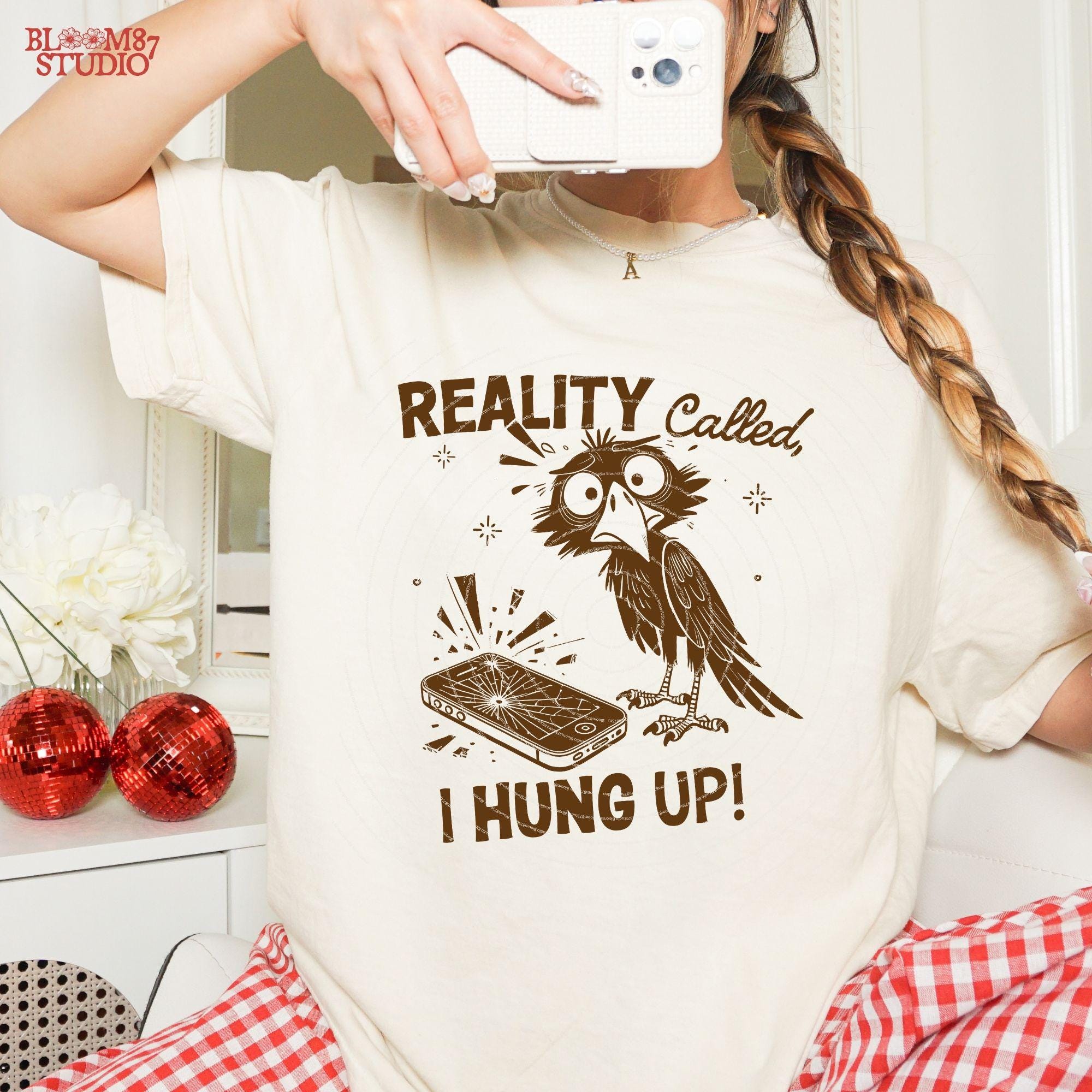 Reality Called I Hung Up PNG, Funny Raven Png, Hand drawn Cartoon Bird, Cute Quote, Sarcastic, Humorous, Sublimation Design For Silly Mug