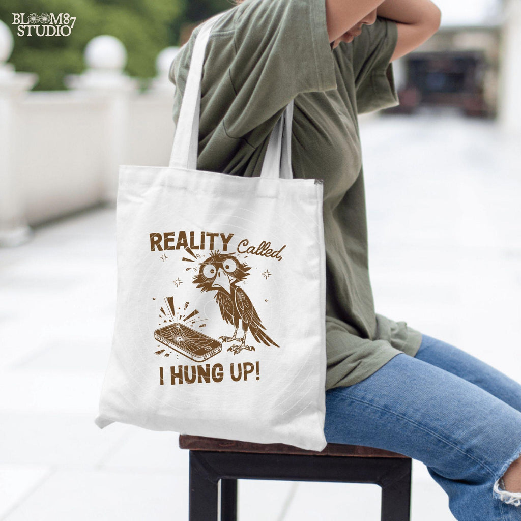 Reality Called I Hung Up PNG, Funny Raven Png, Hand drawn Cartoon Bird, Cute Quote, Sarcastic, Humorous, Sublimation Design For Silly Mug