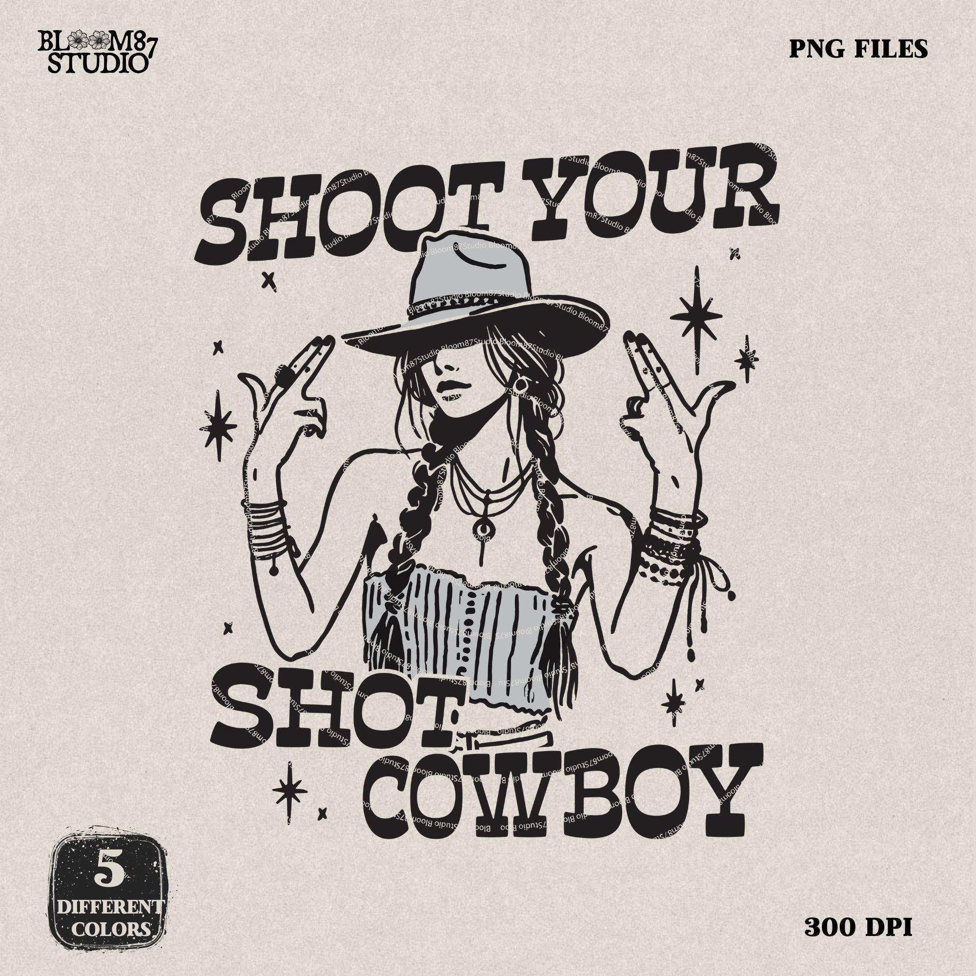 Western Cowgirl PNG, Shoot Your Shot Cowboy Design, Pink Cowgirl Png, Country Girl Sublimation, Western Rodeo,Trendy Vintage Valentine's Day