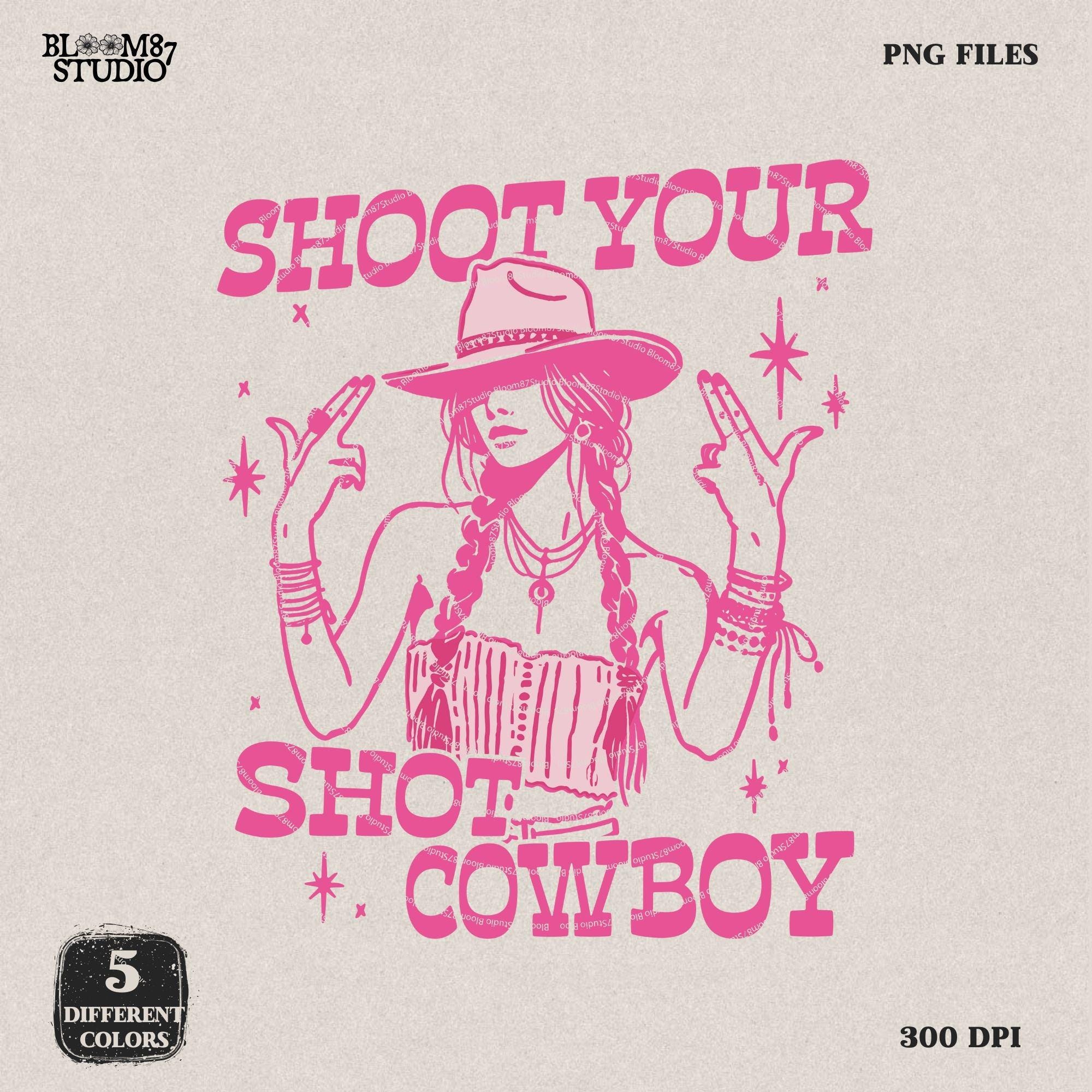 Western Cowgirl PNG, Shoot Your Shot Cowboy Design, Pink Cowgirl Png, Country Girl Sublimation, Western Rodeo,Trendy Vintage Valentine's Day