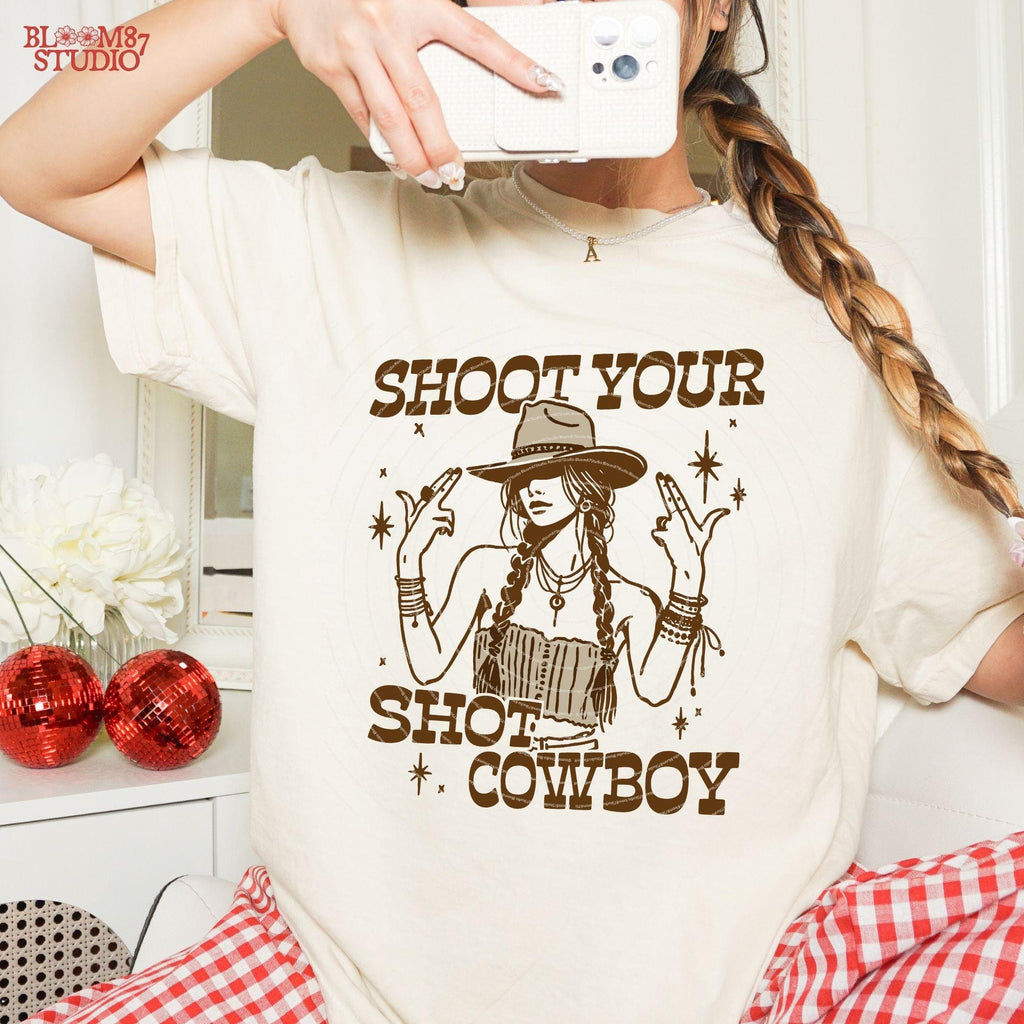 Western Cowgirl PNG, Shoot Your Shot Cowboy Design, Pink Cowgirl Png, Country Girl Sublimation, Western Rodeo,Trendy Vintage Valentine's Day