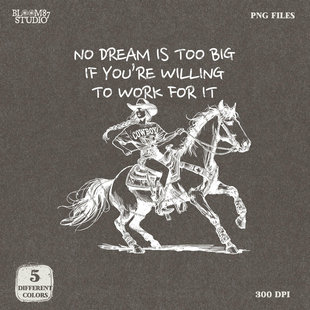 Western Cowgirl PNG, Barrel Racer, Rodeo Sublimation Design, Inspirational Horse Riding Quote, Country Digital Download for T-Shirts & Mugs
