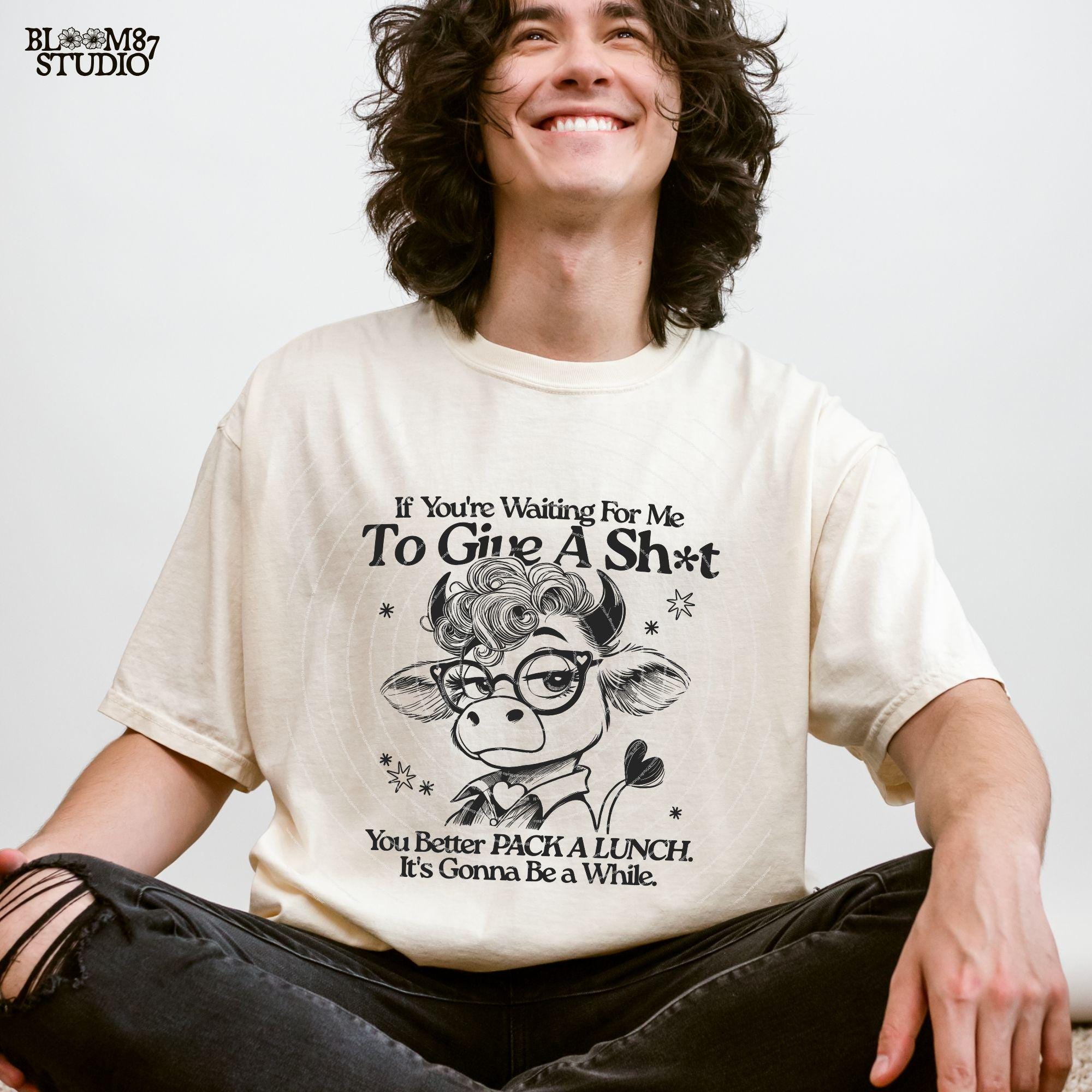 If You're Waiting For Me To Give A Shit PNG, Funny Cow Cartoon PNG, Funny Cow PNG For Her Gift, Sarcastic Humor, Sublimation Download Png