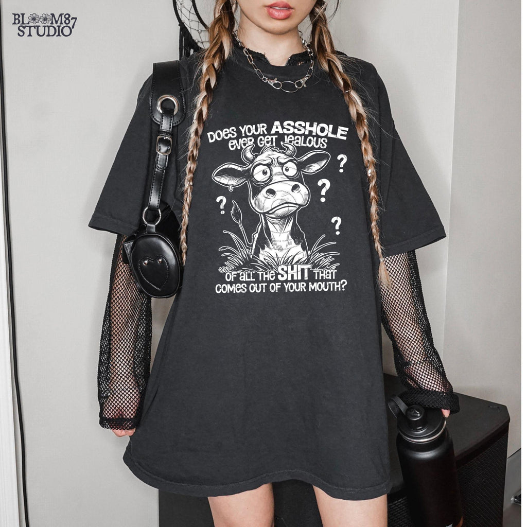 Does Your Asshole Ever Get Jealous PNG, Funny Cow, Crazy Cow, Sweary, Sarcastic Quote, Cow Lovers, Farm, Sublimation Download for Silly Mug