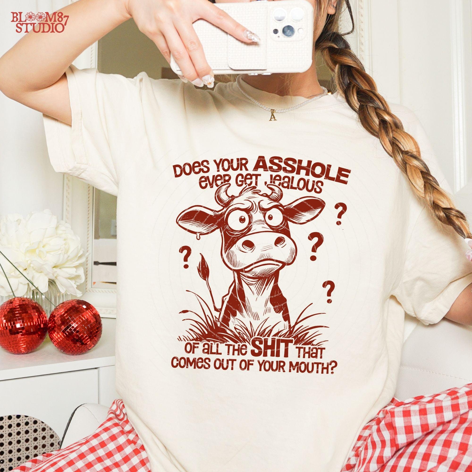 Does Your Asshole Ever Get Jealous PNG, Funny Cow, Crazy Cow, Sweary, Sarcastic Quote, Cow Lovers, Farm, Sublimation Download for Silly Mug