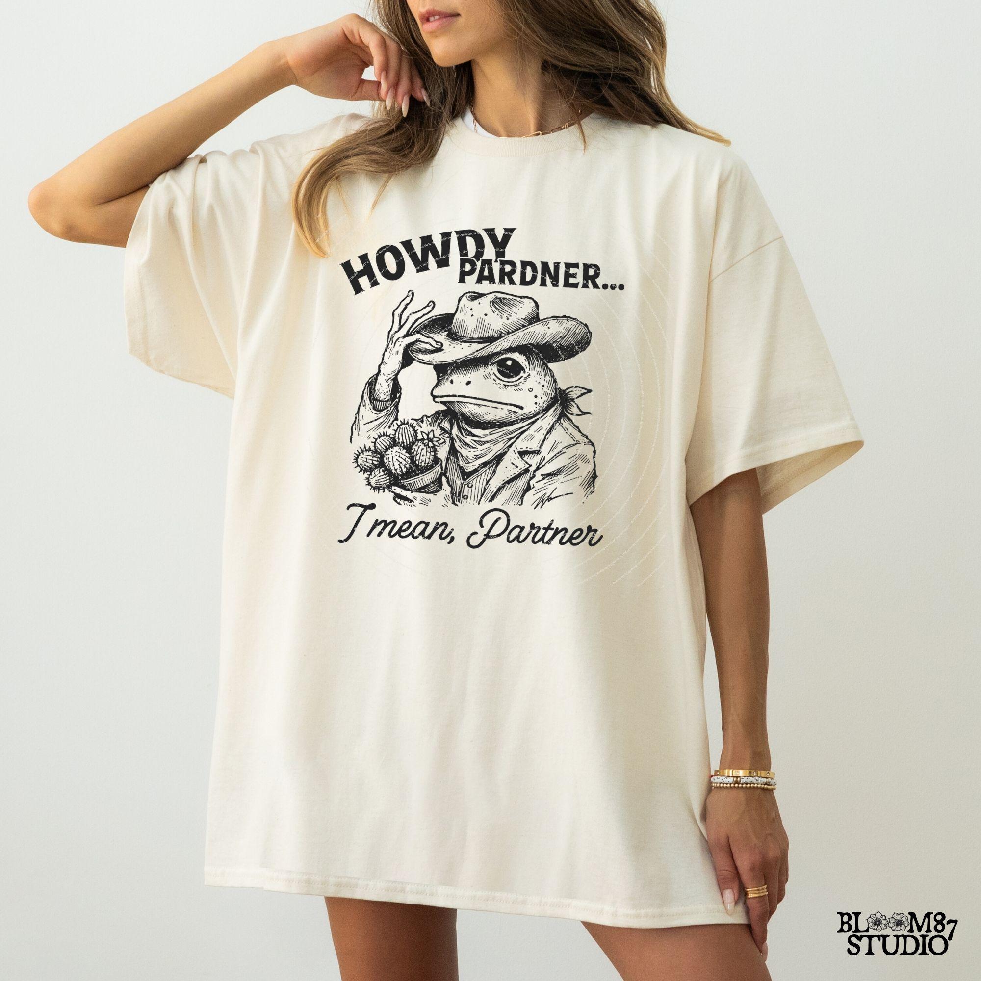 Howdy Pardner Frog Png, Funny Frog, Cowboy Toad, Cowboy Frog Png, Funny Western design for Sublimation, Retro Western Animal Humor Design