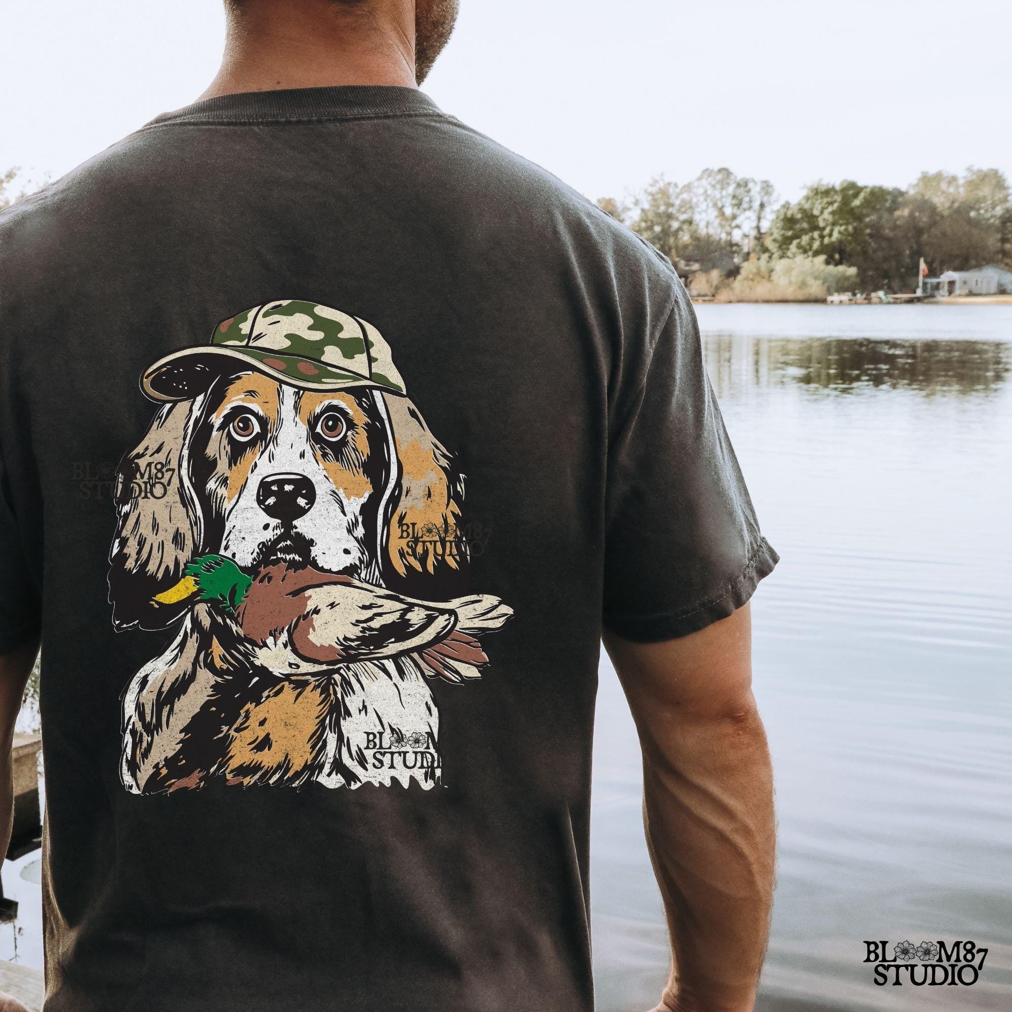 Hunting Dog PNG, Dog with Duck Digital Download, Hunting Season Sublimation,Waterfowl Hunting,Camo Dog PNG for T-Shirts,Duck Hunting Sticker