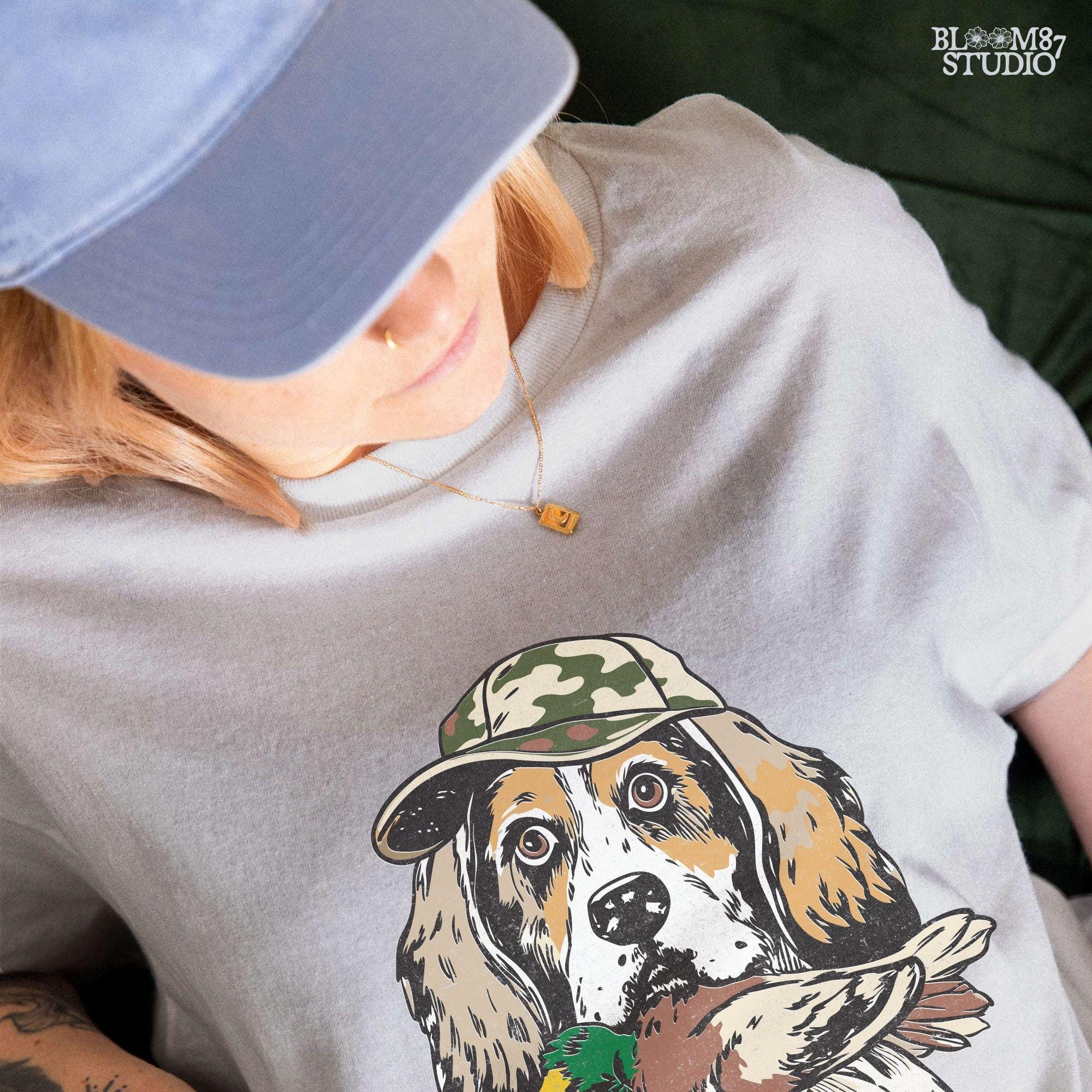 Hunting Dog PNG, Dog with Duck Digital Download, Hunting Season Sublimation,Waterfowl Hunting,Camo Dog PNG for T-Shirts,Duck Hunting Sticker