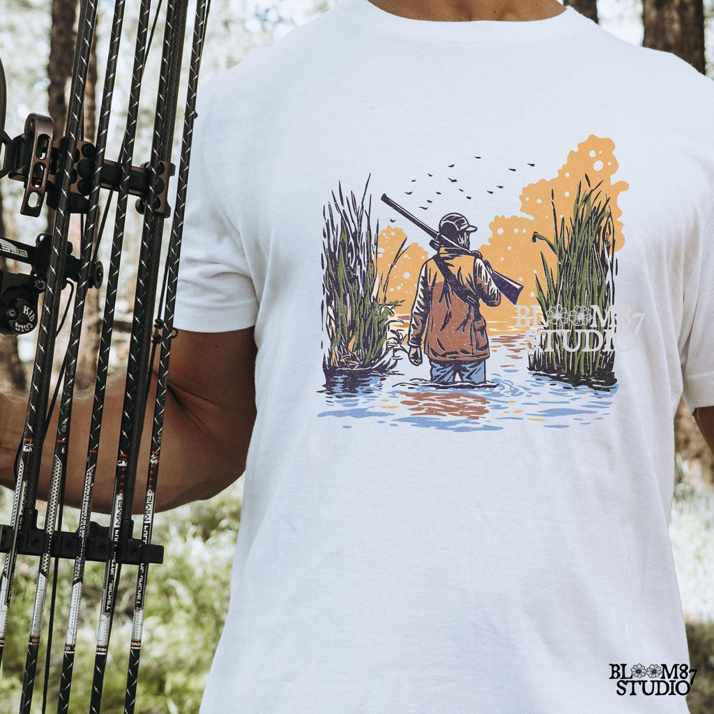 Duck Hunting PNG, Waterfowl Hunter Digital Download, Outdoorsman Sublimation Design,Hunting Png for T-Shirts,Camo Gunman,Sunset Marsh Hunter