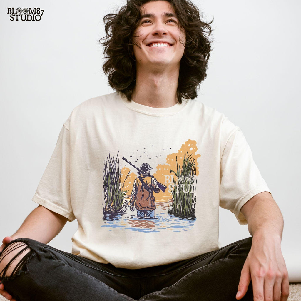 Duck Hunting PNG, Waterfowl Hunter Digital Download, Outdoorsman Sublimation Design,Hunting Png for T-Shirts,Camo Gunman,Sunset Marsh Hunter