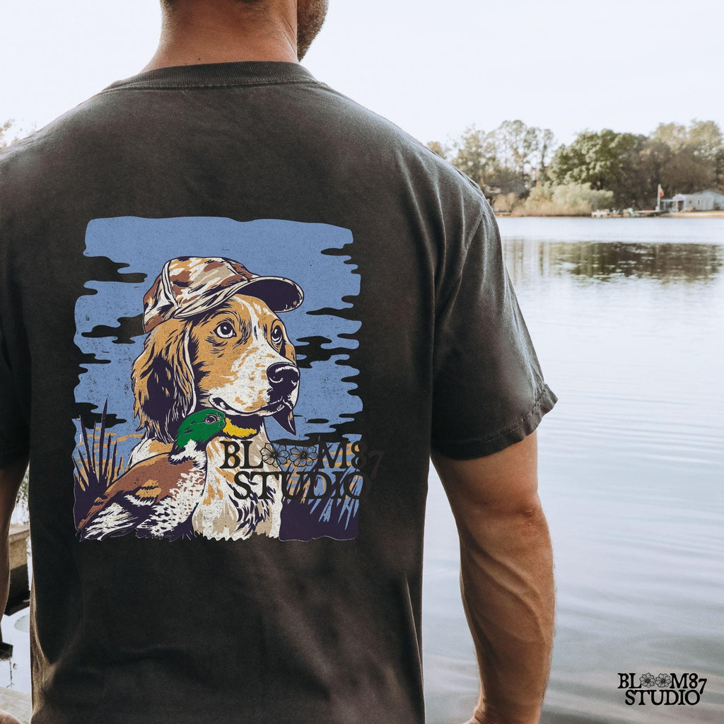 Hunting Dog PNG, Duck Hunting Retriever Digital Download,Gun Dog in camo cap,Hunting Lab with Mallard,Hunting Season,Outdoorsman Sublimation