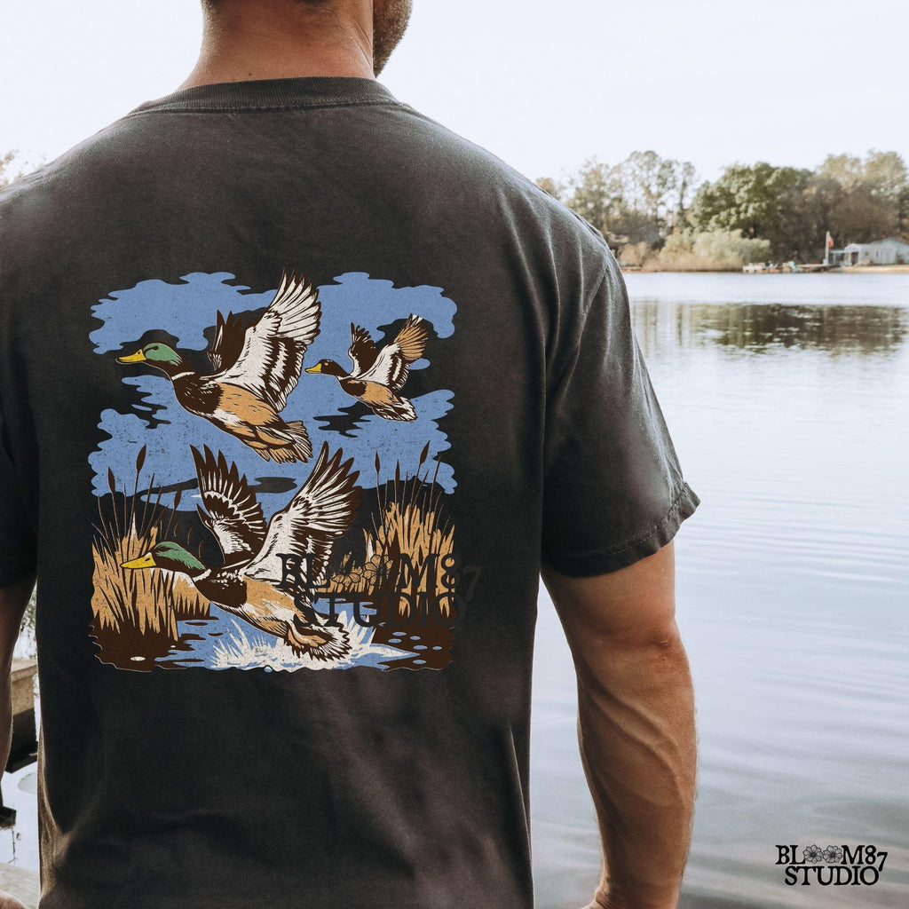 Flying Mallard Ducks PNG, Waterfowl Hunting Digital Download, Duck Hunting Png, Wildlife Sublimation Design, Hunting Lodge, Vintage Graphic