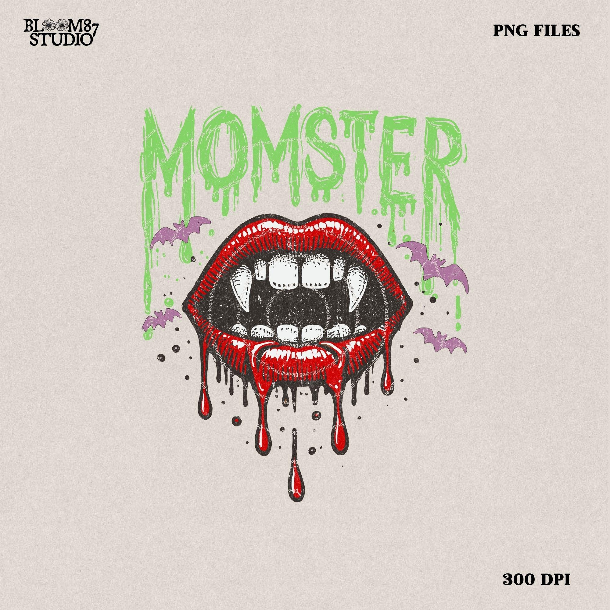 Momster Vampire Sexy Lips and Fangs Halloween Transparence Png Halloween For Womene Digital Download for DTG Printing DTF Sublimation,