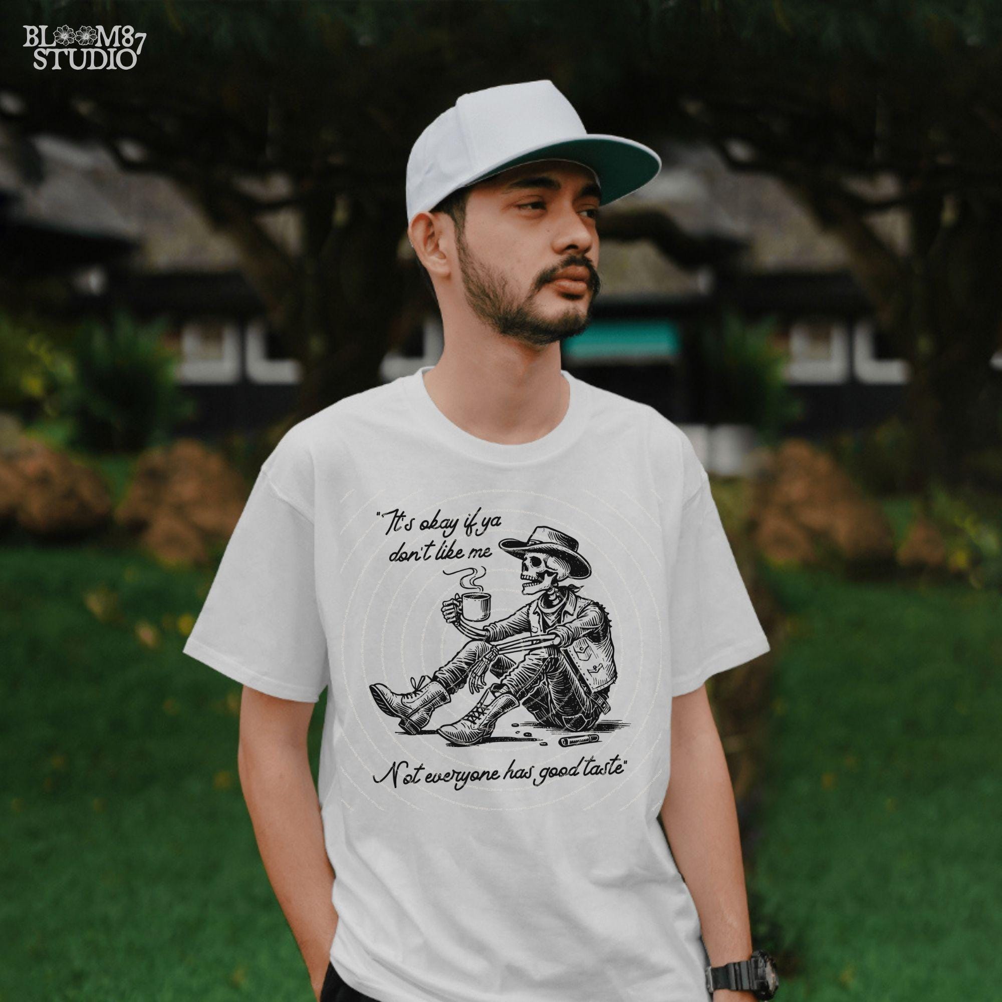 It's Okay PNG, Christian Mental Health Png, hand drawn Western Cowboy Skeleton PNG, Vintage Style PNG, Western Design, Desert Western Png