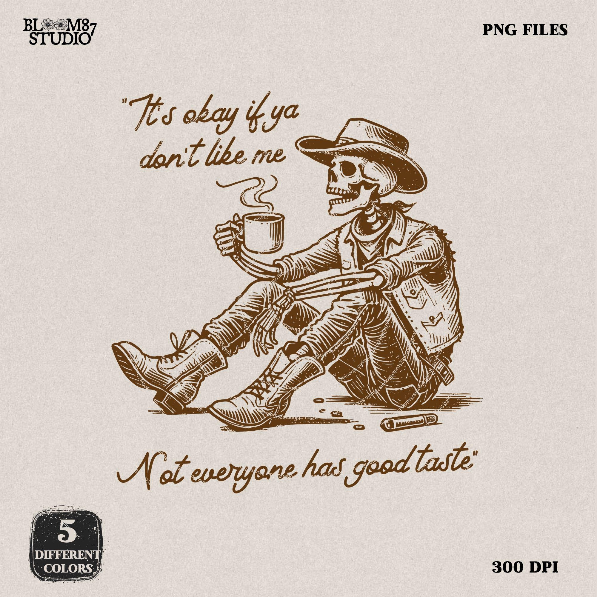 It's Okay PNG, Christian Mental Health Png, hand drawn Western Cowboy Skeleton PNG, Vintage Style PNG, Western Design, Desert Western Png