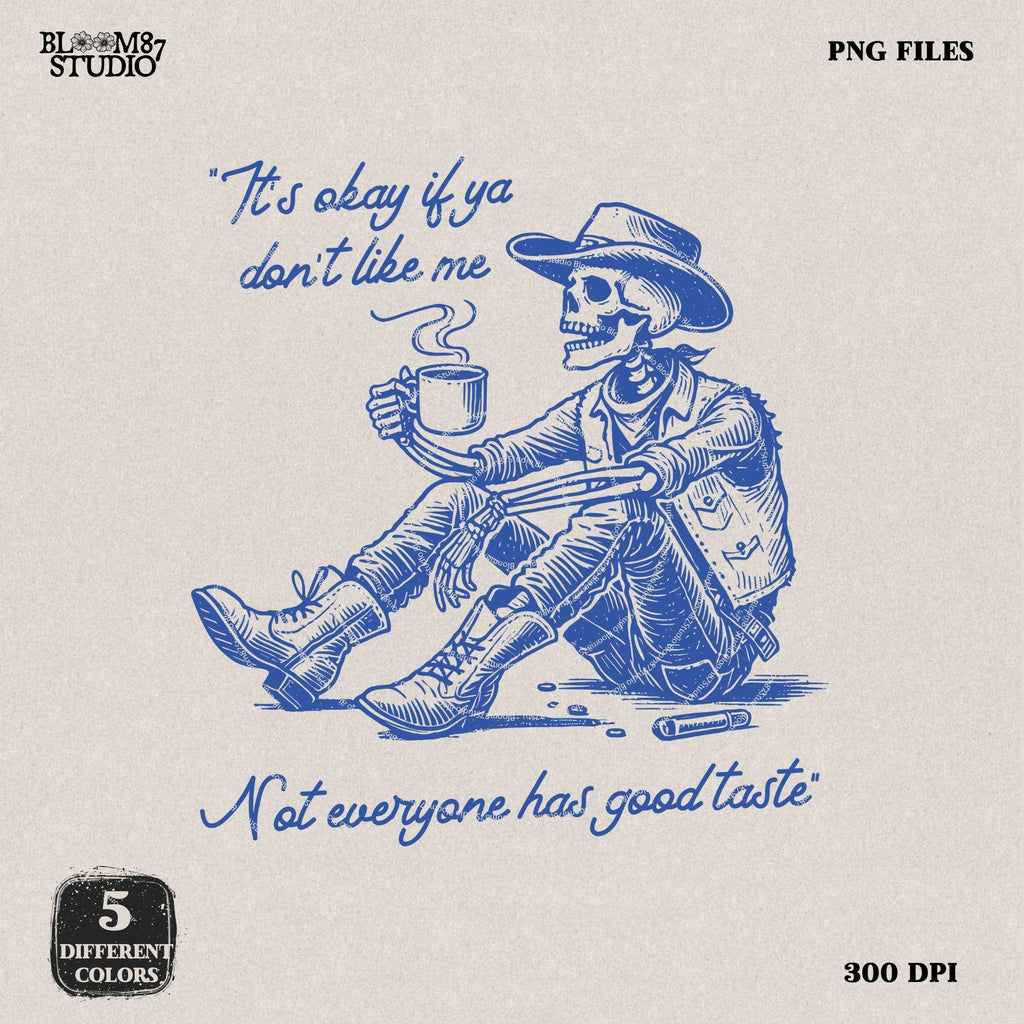 It's Okay PNG, Christian Mental Health Png, hand drawn Western Cowboy Skeleton PNG, Vintage Style PNG, Western Design, Desert Western Png