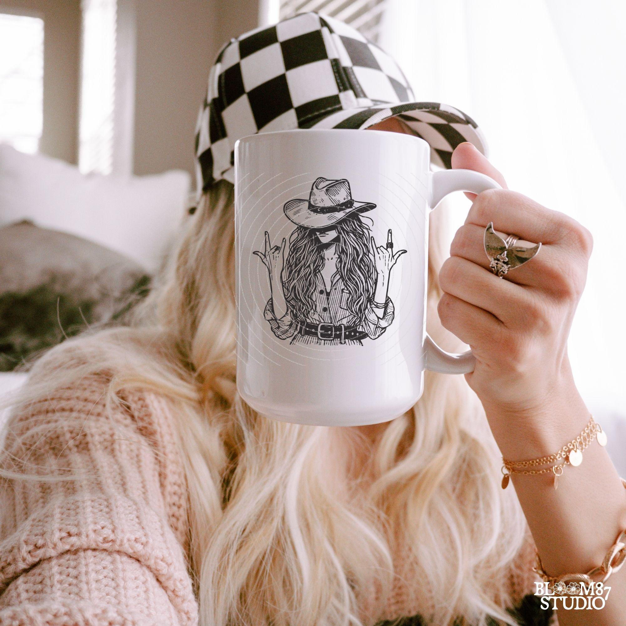 Western Cowgirl Rock PNG, Sublimation Design, Trendy PNG, Vintage png, Rocker png, Western png,Cowboy png,Cowgirl Hand draw,Digital Download