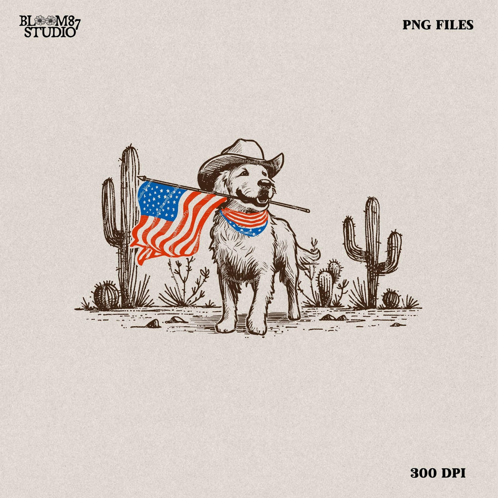 American Pride Pooch - Patriotic PNG for Memorial & Independence Day, Western Sublimations, Cowboy png, Designs Downloads, Shirt Design