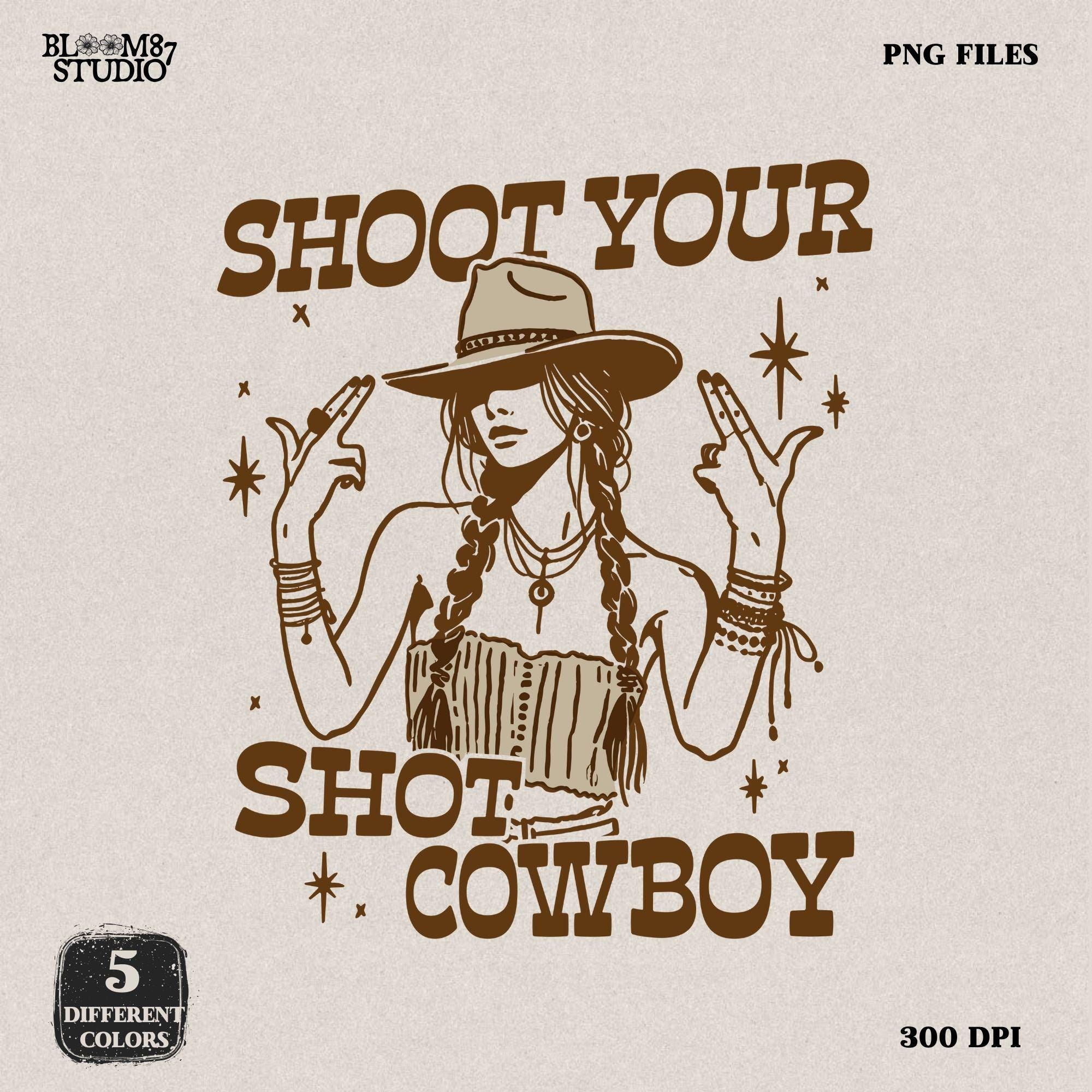 Western Cowgirl PNG, Shoot Your Shot Cowboy Design, Pink Cowgirl Png, Country Girl Sublimation, Western Rodeo,Trendy Vintage Valentine's Day