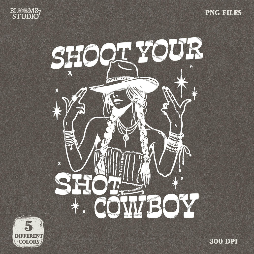Western Cowgirl PNG, Shoot Your Shot Cowboy Design, Pink Cowgirl Png, Country Girl Sublimation, Western Rodeo,Trendy Vintage Valentine's Day