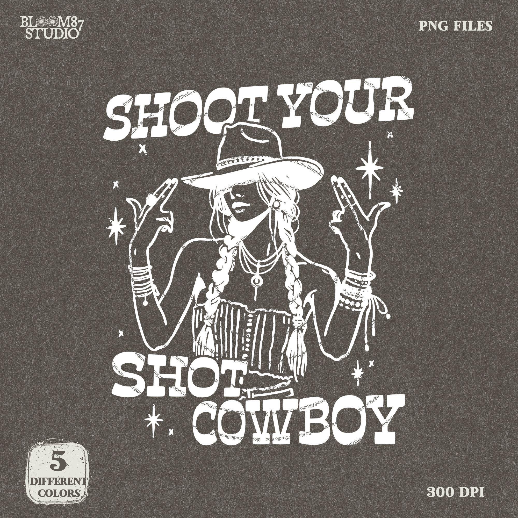 Western Cowgirl PNG, Shoot Your Shot Cowboy Design, Pink Cowgirl Png, Country Girl Sublimation, Western Rodeo,Trendy Vintage Valentine's Day