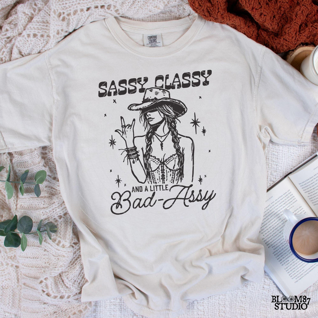 Western Cowgirl PNG, Sassy Classy Bad-Assy T-Shirt Design, Country Western Rodeo Graphic, Digital Download for Sublimation, Western Rodeo