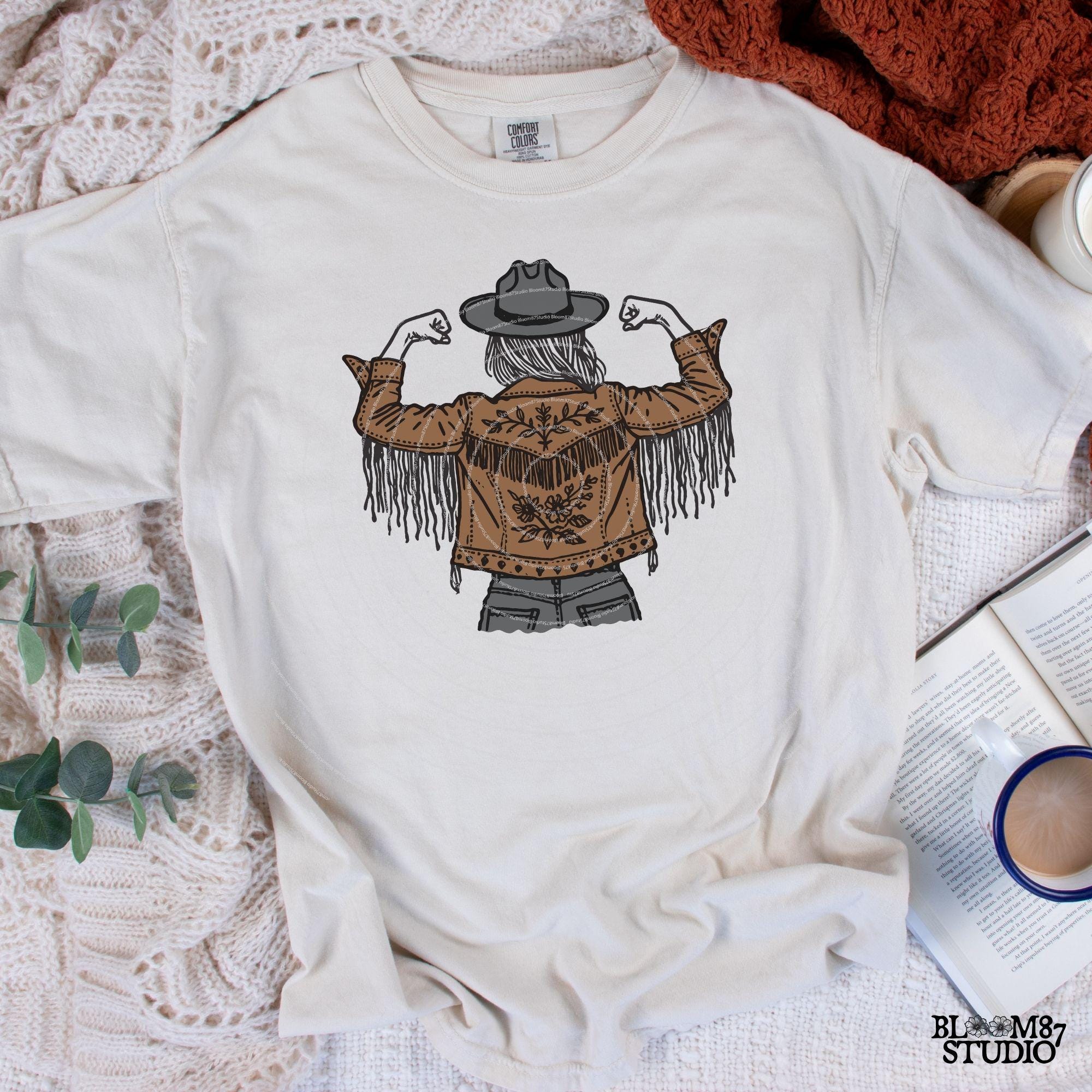 Western Cowgirl PNG, Rodeo Girl PNG, Country Sublimation Design, Fringed Jacket PNG,Strong Cow girl,Digital Download for T-Shirts & Stickers
