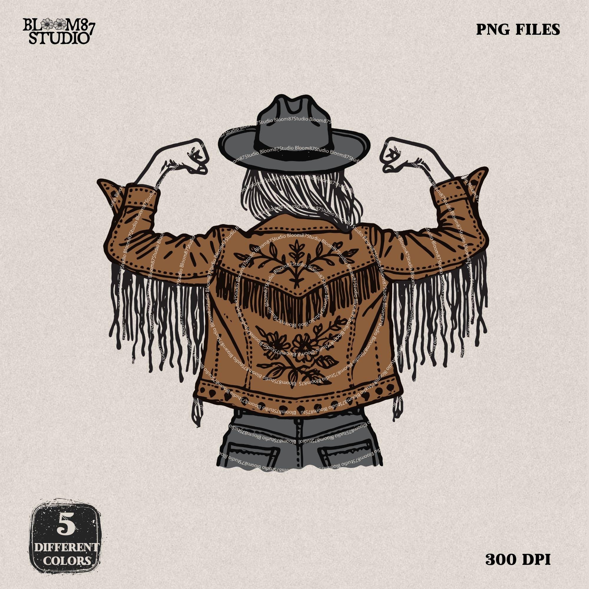 Western Cowgirl PNG, Rodeo Girl PNG, Country Sublimation Design, Fringed Jacket PNG,Strong Cow girl,Digital Download for T-Shirts & Stickers