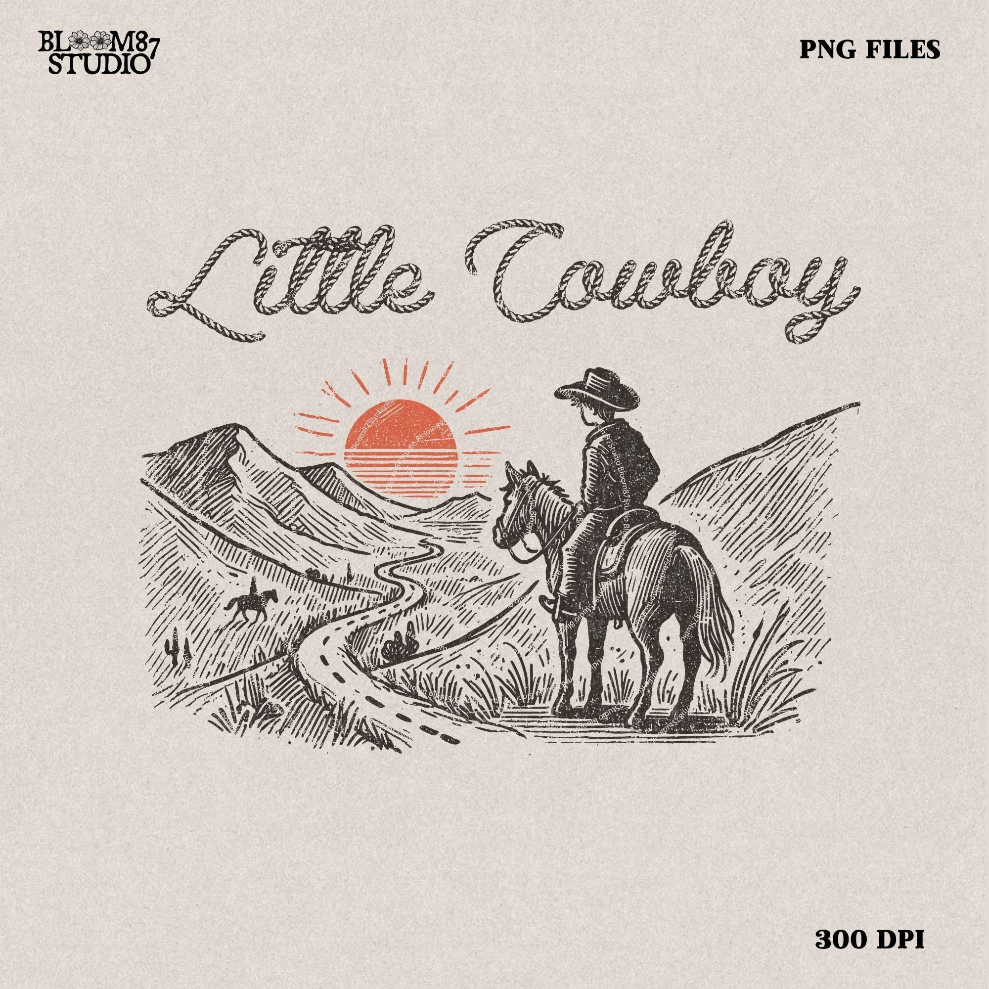 Little Cowboy Png, Western Cowboy Design PNG, Western PNG, Vintage Style PNG, Western Design, Desert Western Png, Retro Cowboy Png