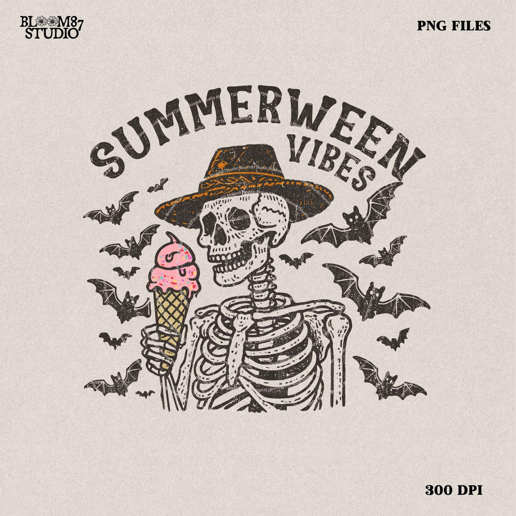 Summerween Vibes Png, Skeleton with icecream Png, Spooky Summer Png, Summer Vibes Skeleton, Funny Skeleton Beach Png, summertime western png