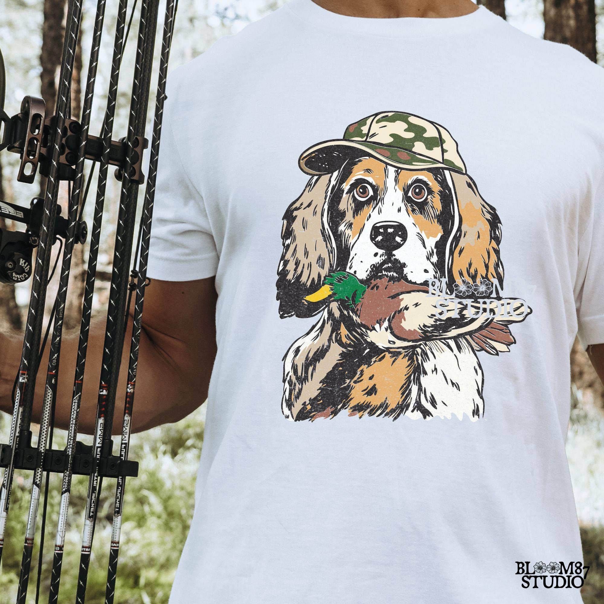 Hunting Dog PNG, Dog with Duck Digital Download, Hunting Season Sublimation,Waterfowl Hunting,Camo Dog PNG for T-Shirts,Duck Hunting Sticker