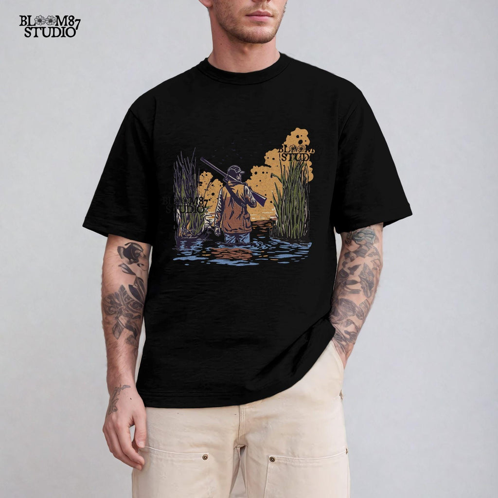 Duck Hunting PNG, Waterfowl Hunter Digital Download, Outdoorsman Sublimation Design,Hunting Png for T-Shirts,Camo Gunman,Sunset Marsh Hunter