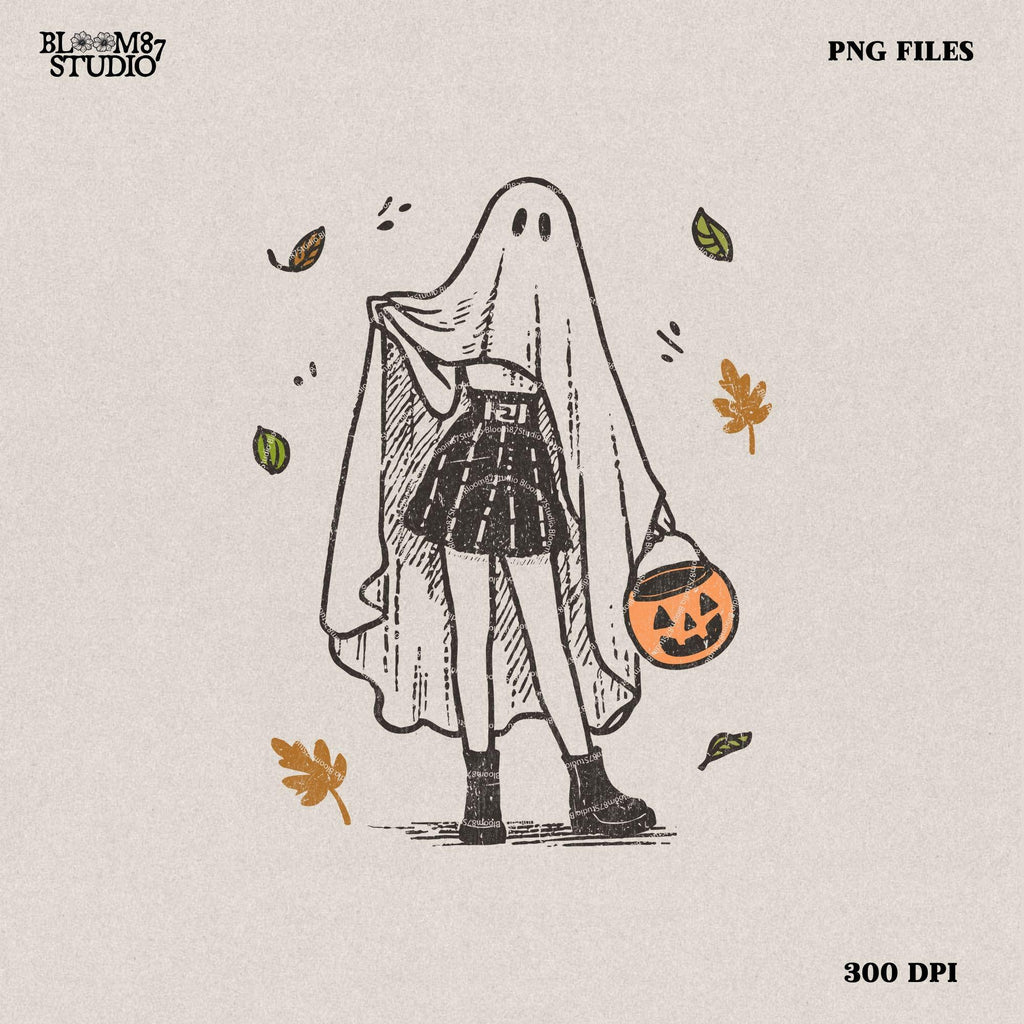 Cute Halloween Ghost Girl with Pumpkin Png, Halloween Cowgirl PNG, Howdy Halloween Shirt Png, Ghost Boo Png, Autumn Halloween, Gift For Her