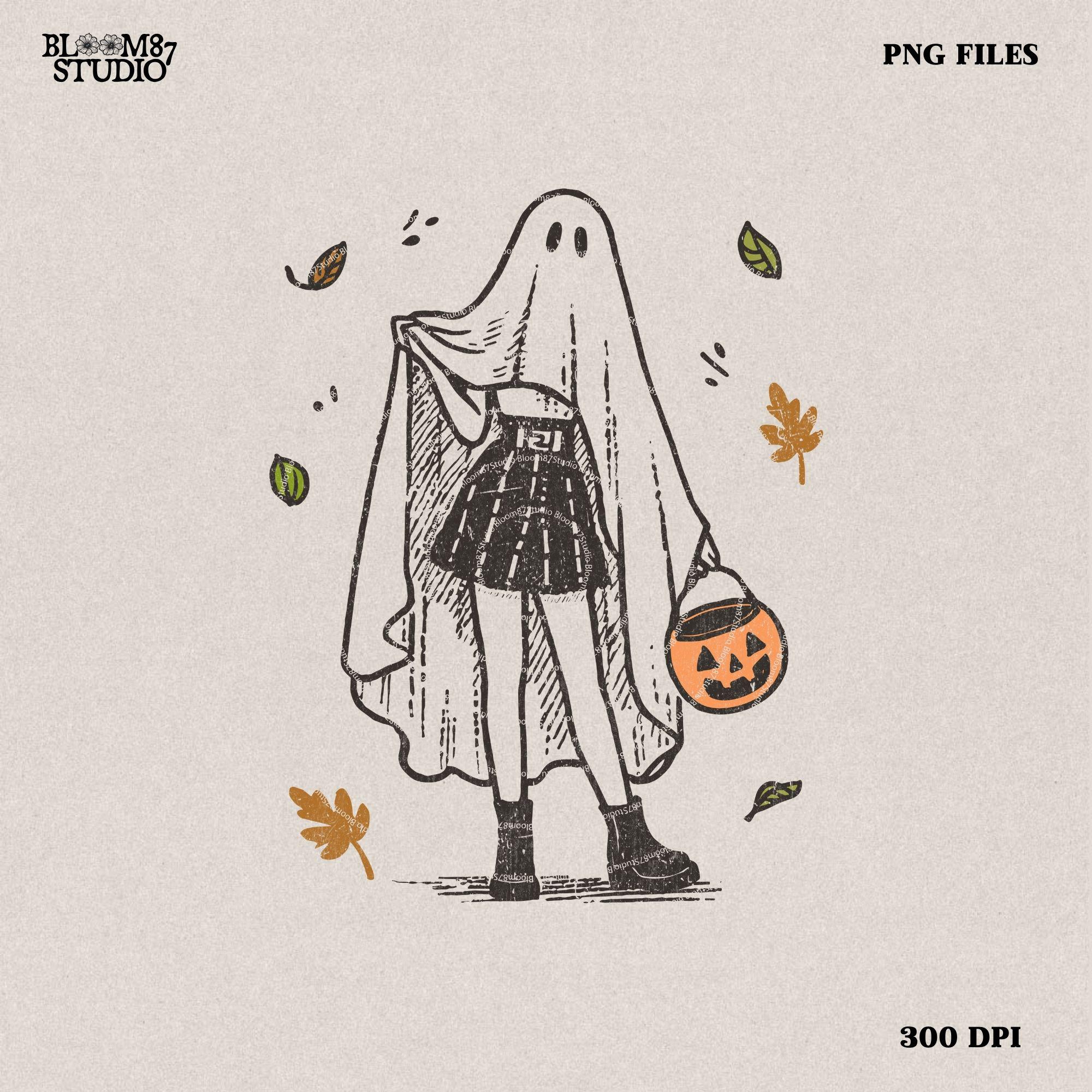 Cute Halloween Ghost Girl with Pumpkin Png, Halloween Cowgirl PNG, Howdy Halloween Shirt Png, Ghost Boo Png, Autumn Halloween, Gift For Her