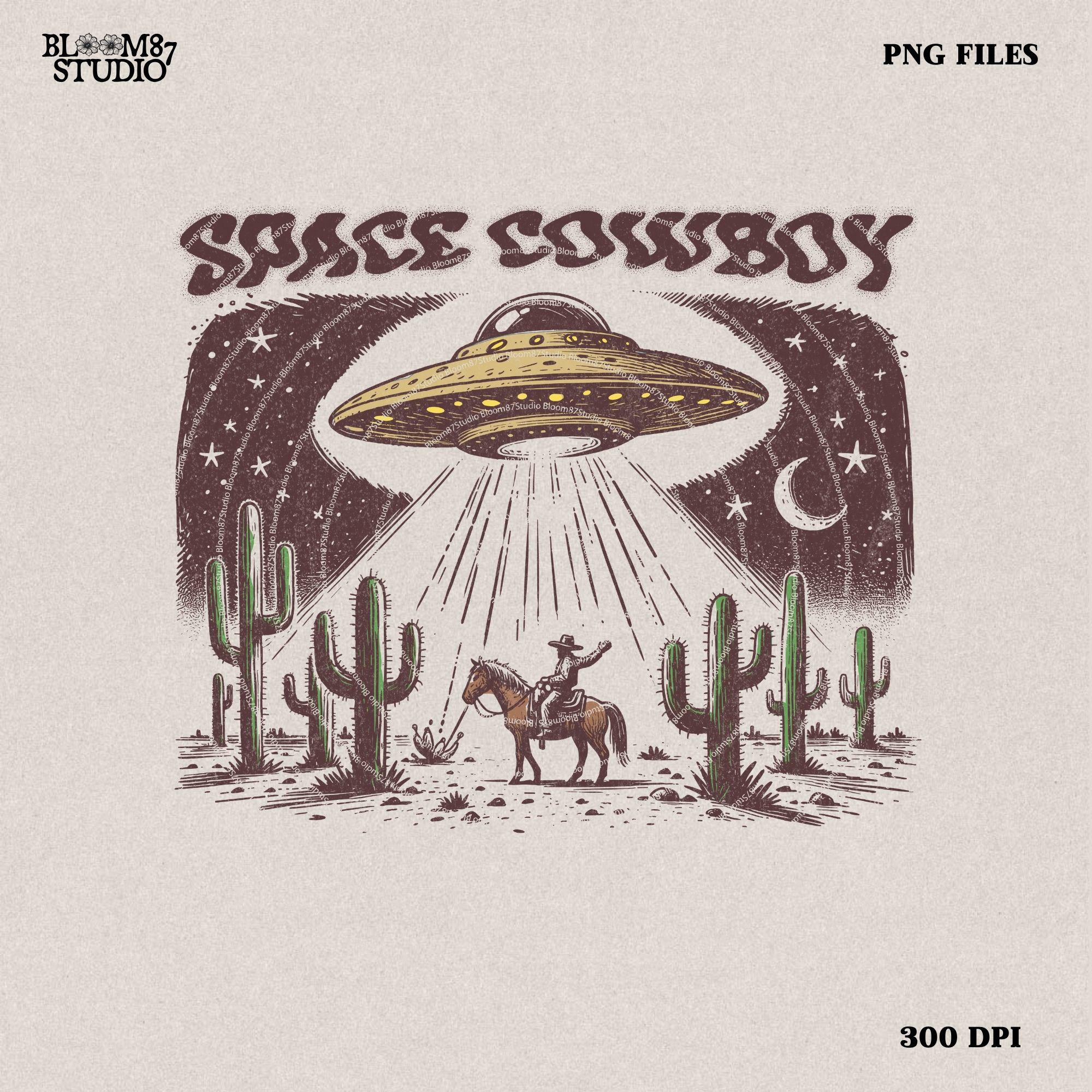 Space Cosmic Rodeo Cowboy, Bronco Cowboy Rodeo | Western PNG Sublimations, Designs Downloads, Sublimation Download, hand drawn png