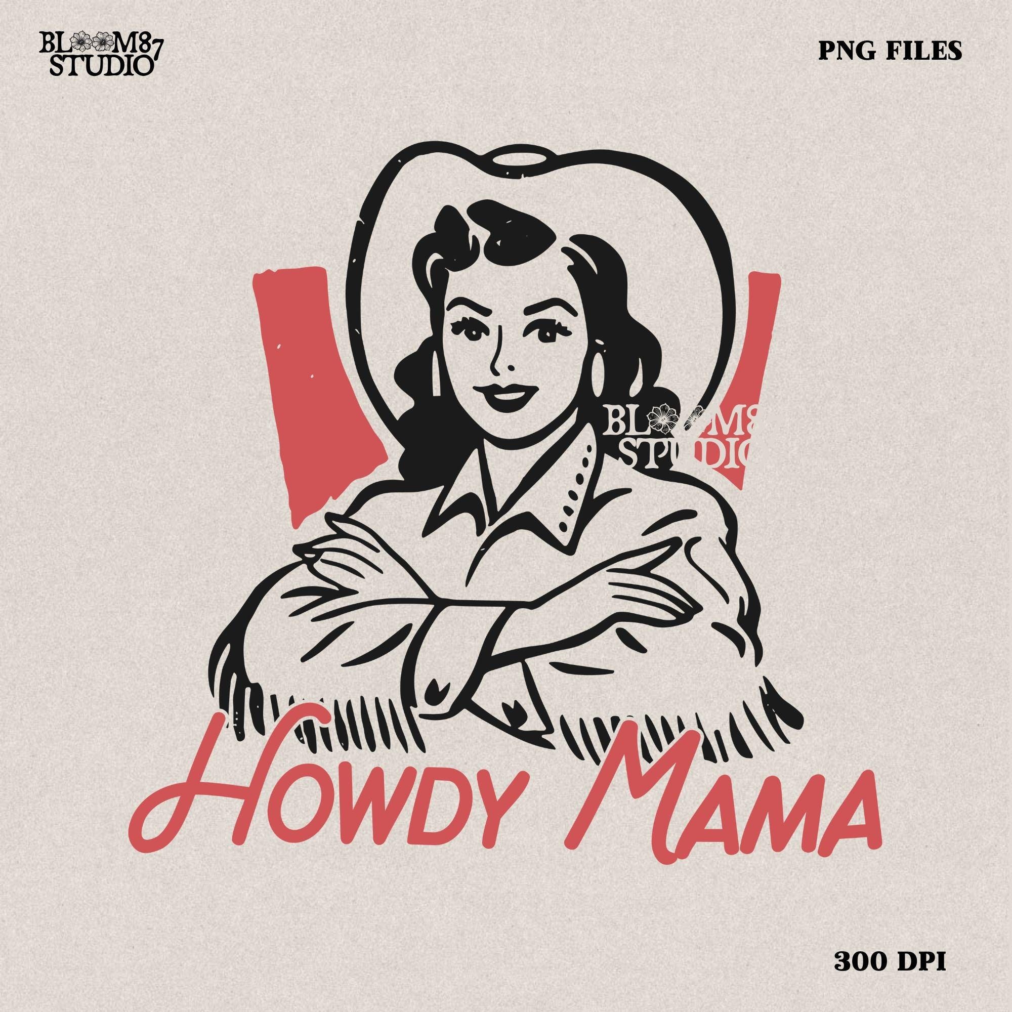 This “Howdy Mama” PNG features a retro western cowgirl in a hat with bold, stylish typography. Perfect for cowgirl moms who love rustic, rodeo, and country aesthetics. Ideal for sublimation on T-shirts, mugs, tumblers, tote bags, and handmade gifts. High-resolution transparent PNG for easy printing and crafting. Great for Mother’s Day, birthdays, or any occasion celebrating strong country mamas.