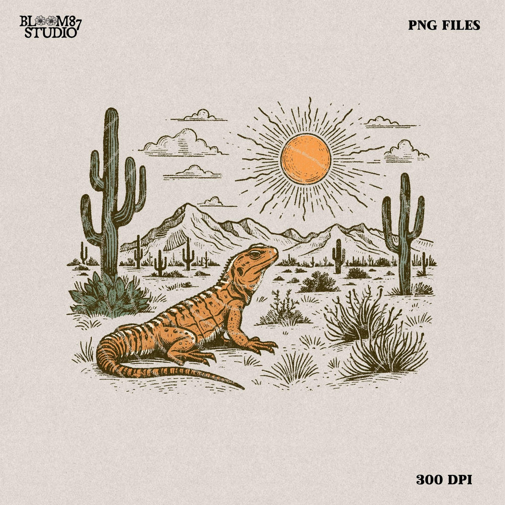 Western Desert Lizard Cactus, PNG Sublimations, Western Sublimations, Cowboy png, Designs Downloads, Shirt Design, Sublimation Download
