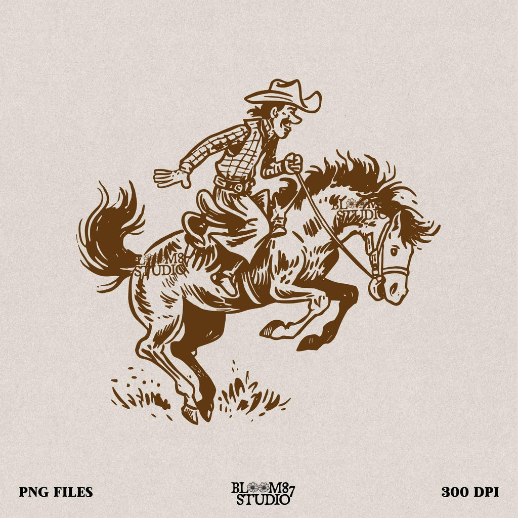 Rodeo cowboy illustration perfect for sublimation on t-shirts, hoodies, mugs, stickers, posters, and digital prints.