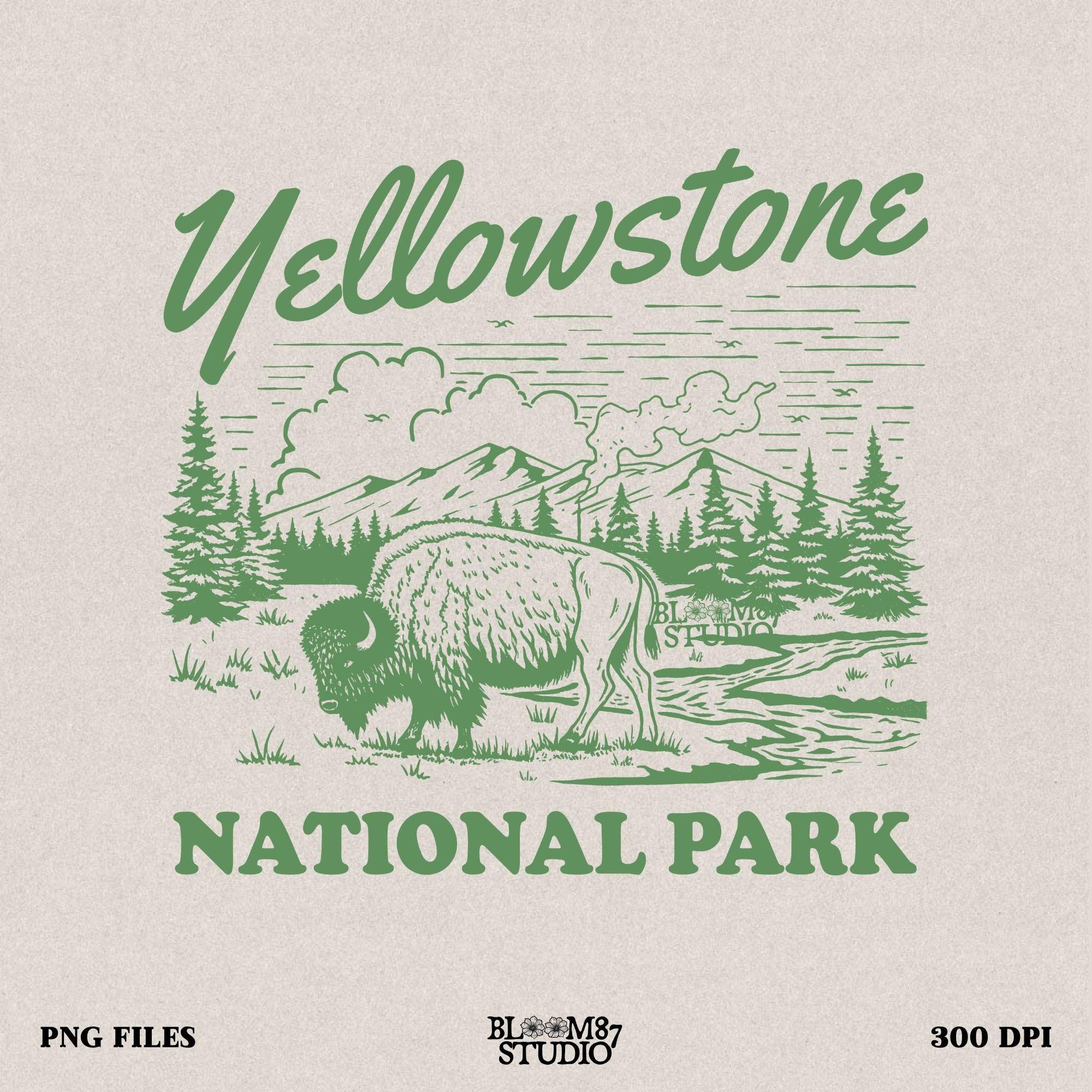 Rustic nature sublimation design with a detailed buffalo and scenic landscape, perfect for t-shirts, hoodies, and home decor.