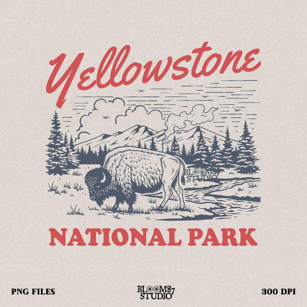 Bison wildlife design showcasing America’s iconic national park, great for national park lovers and adventure seekers.