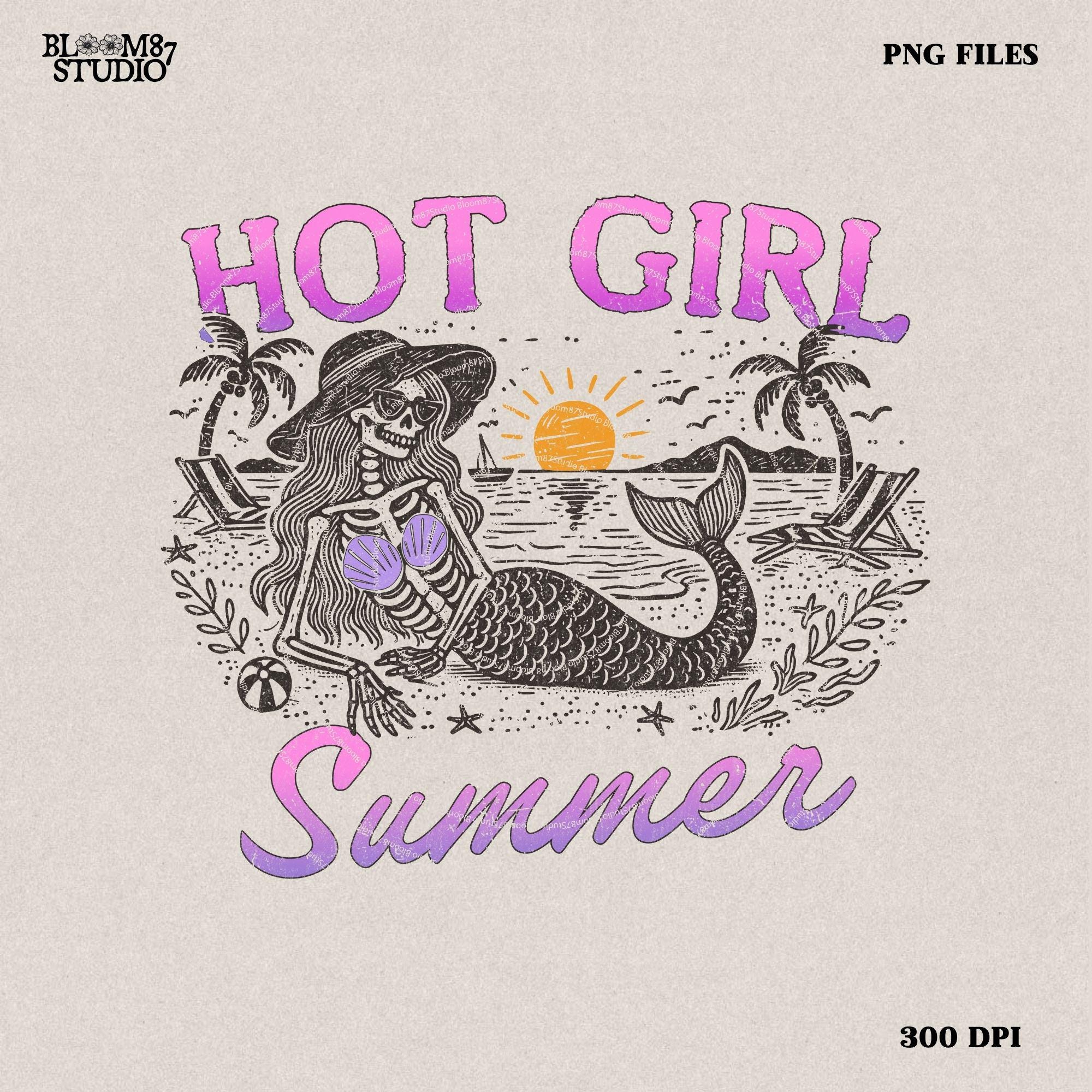 Hot Girl Summer PNG Funny Summer Skeleton mermaid Skeleton Sublimation Design Summer Vacation Png Trendy Shirt Design summertime western png