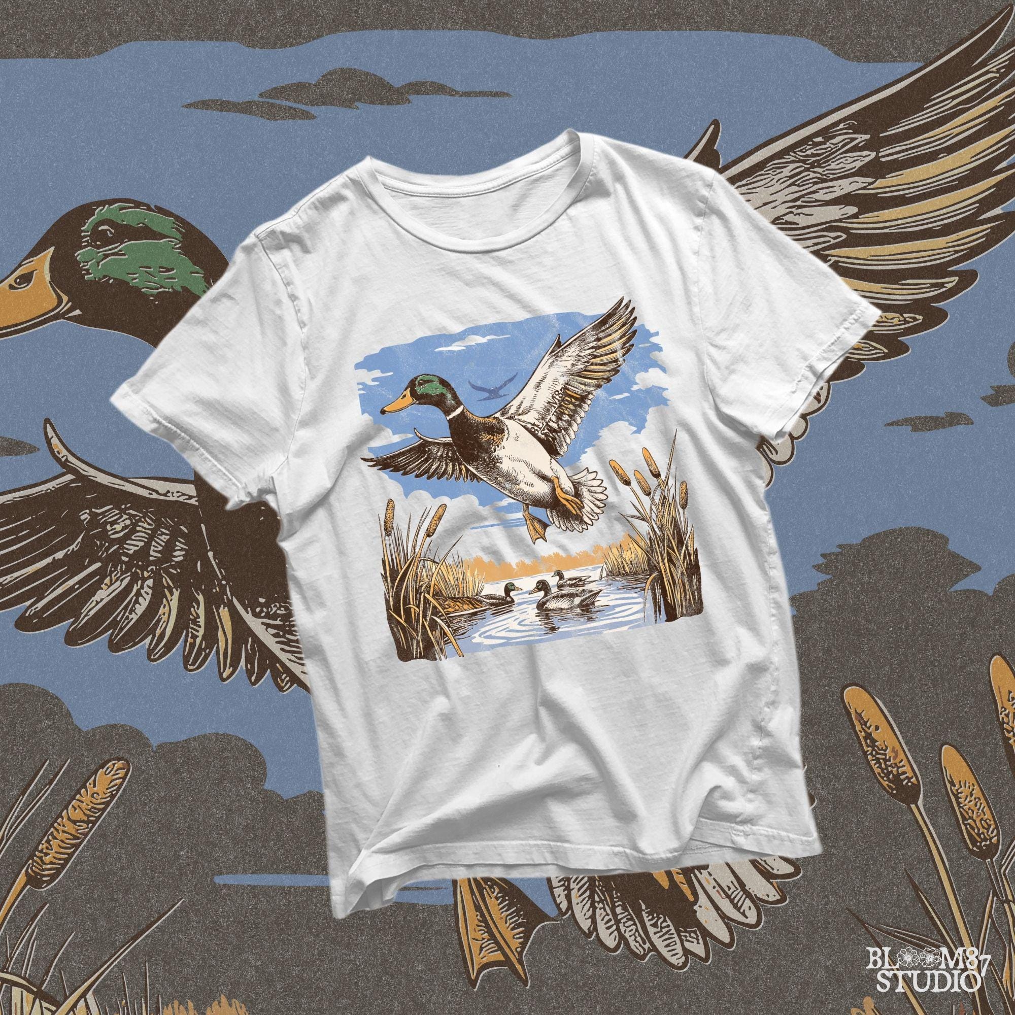 Perfect for duck hunters, wildlife conservationists, and outdoor adventurers, bringing the beauty of wetlands into every design.