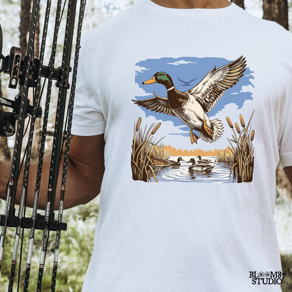 Great for cabin decor, duck lodge artwork, and personalized hunting apparel, celebrating the thrill of waterfowl hunting.