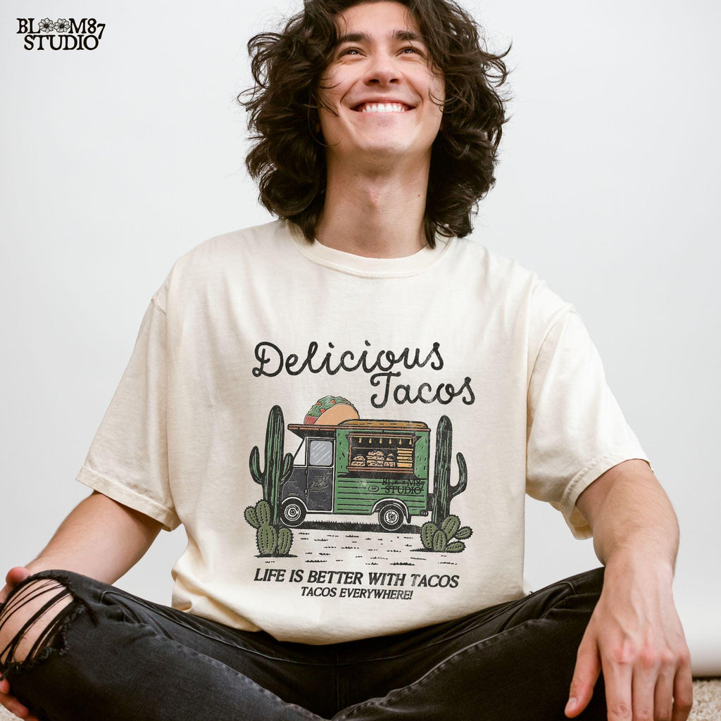 Taco-themed design for fun party shirts, restaurant decor, and culinary branding, making it a great gift for chefs and foodies.
