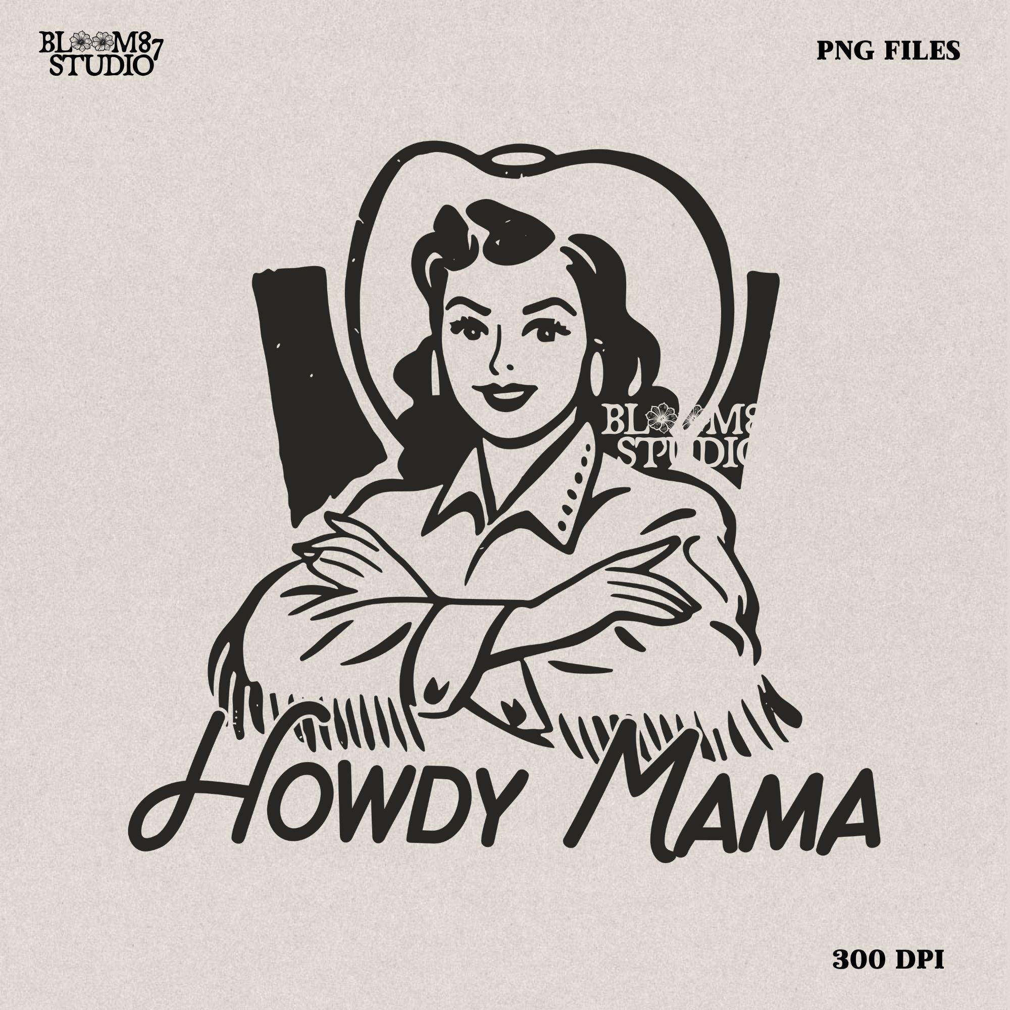 This “Howdy Mama” PNG features a retro western cowgirl in a hat with bold, stylish typography. Perfect for cowgirl moms who love rustic, rodeo, and country aesthetics. Ideal for sublimation on T-shirts, mugs, tumblers, tote bags, and handmade gifts. High-resolution transparent PNG for easy printing and crafting. Great for Mother’s Day, birthdays, or any occasion celebrating strong country mamas.