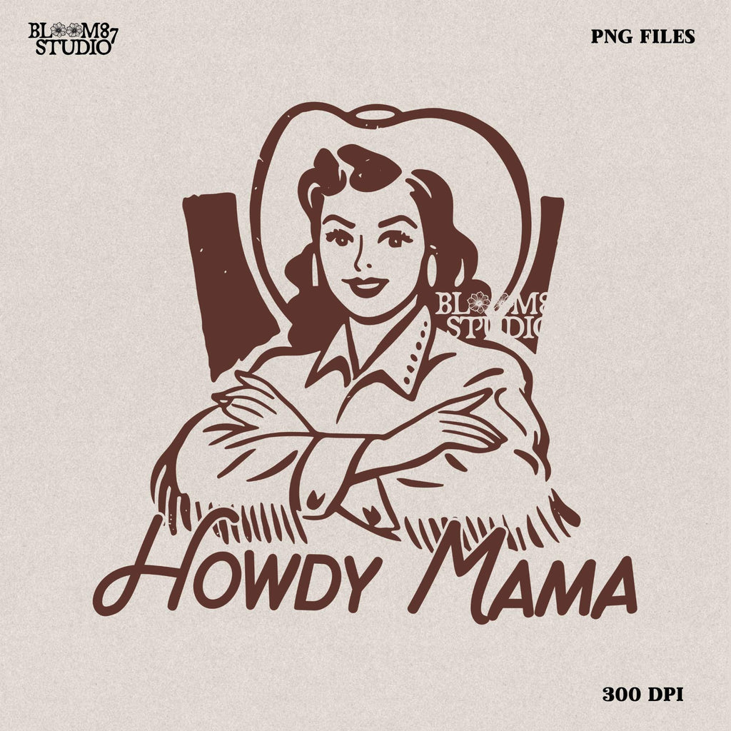 This “Howdy Mama” PNG features a retro western cowgirl in a hat with bold, stylish typography. Perfect for cowgirl moms who love rustic, rodeo, and country aesthetics. Ideal for sublimation on T-shirts, mugs, tumblers, tote bags, and handmade gifts. High-resolution transparent PNG for easy printing and crafting. Great for Mother’s Day, birthdays, or any occasion celebrating strong country mamas.