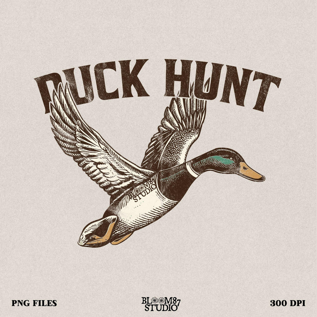 Duck Hunt PNG, mallard in flight artwork, duck hunting sublimation file, waterfowl design for outdoorsmen, rustic flying duck PNG, printable mallard graphic, vintage hunting duck image, flying bird shirt design, outdoor lifestyle artwork for hunters